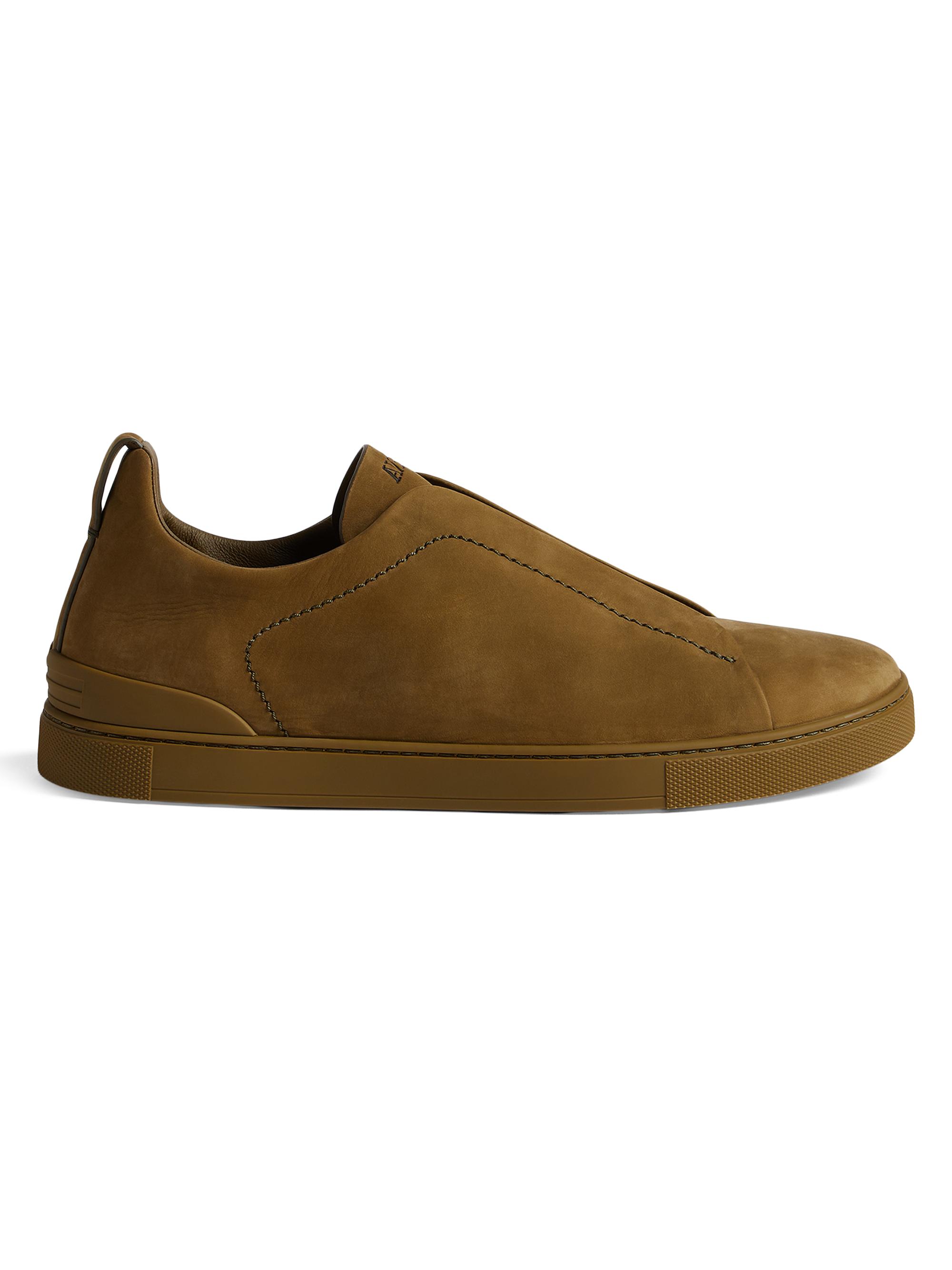 ZEGNA Men's Triple Stitch Secondskin Nubuck Sneakers - Olive Green