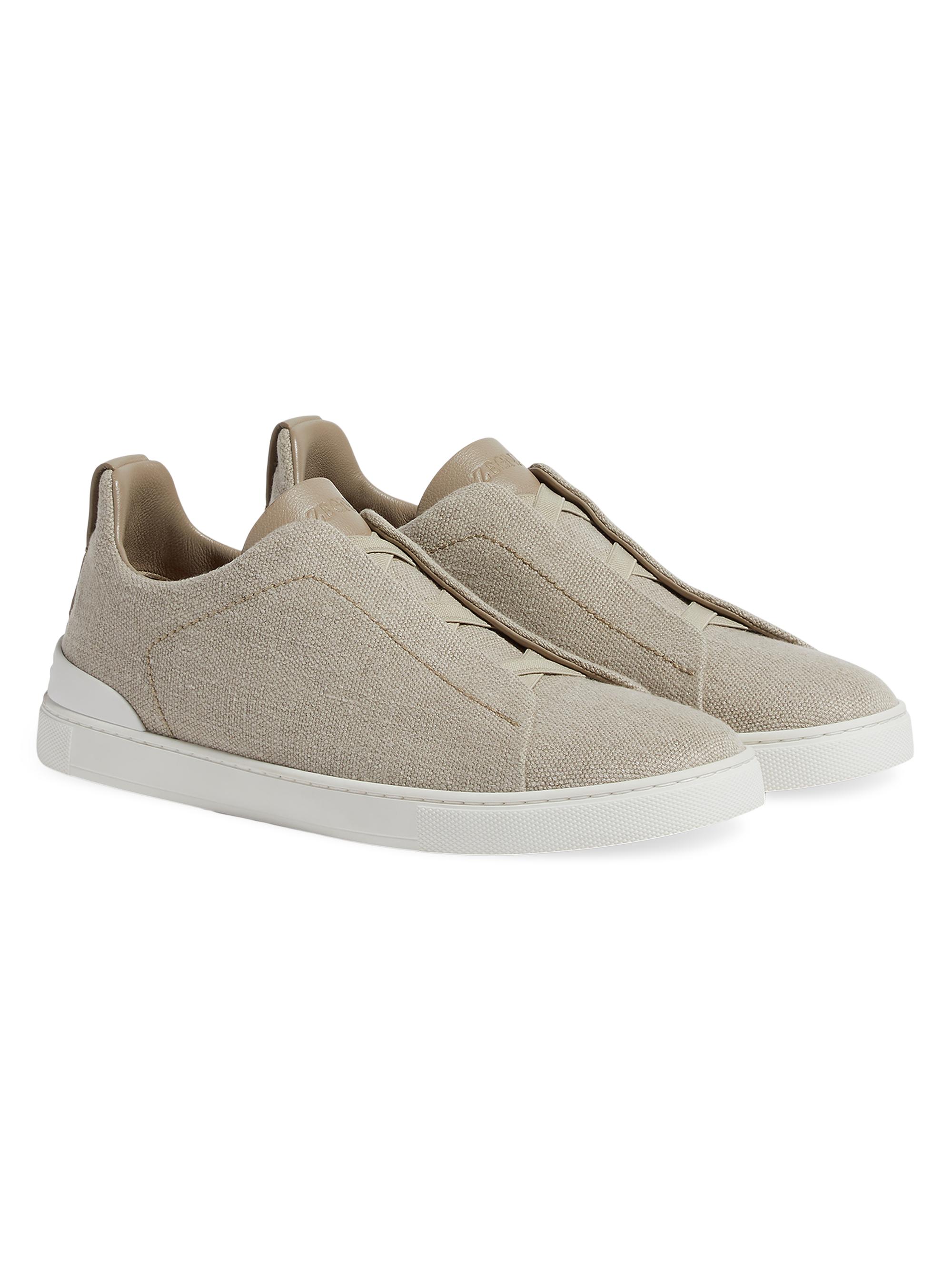 ZEGNA Cotton Linen and Leather Triple Stitch Sneakers | Saks Fifth