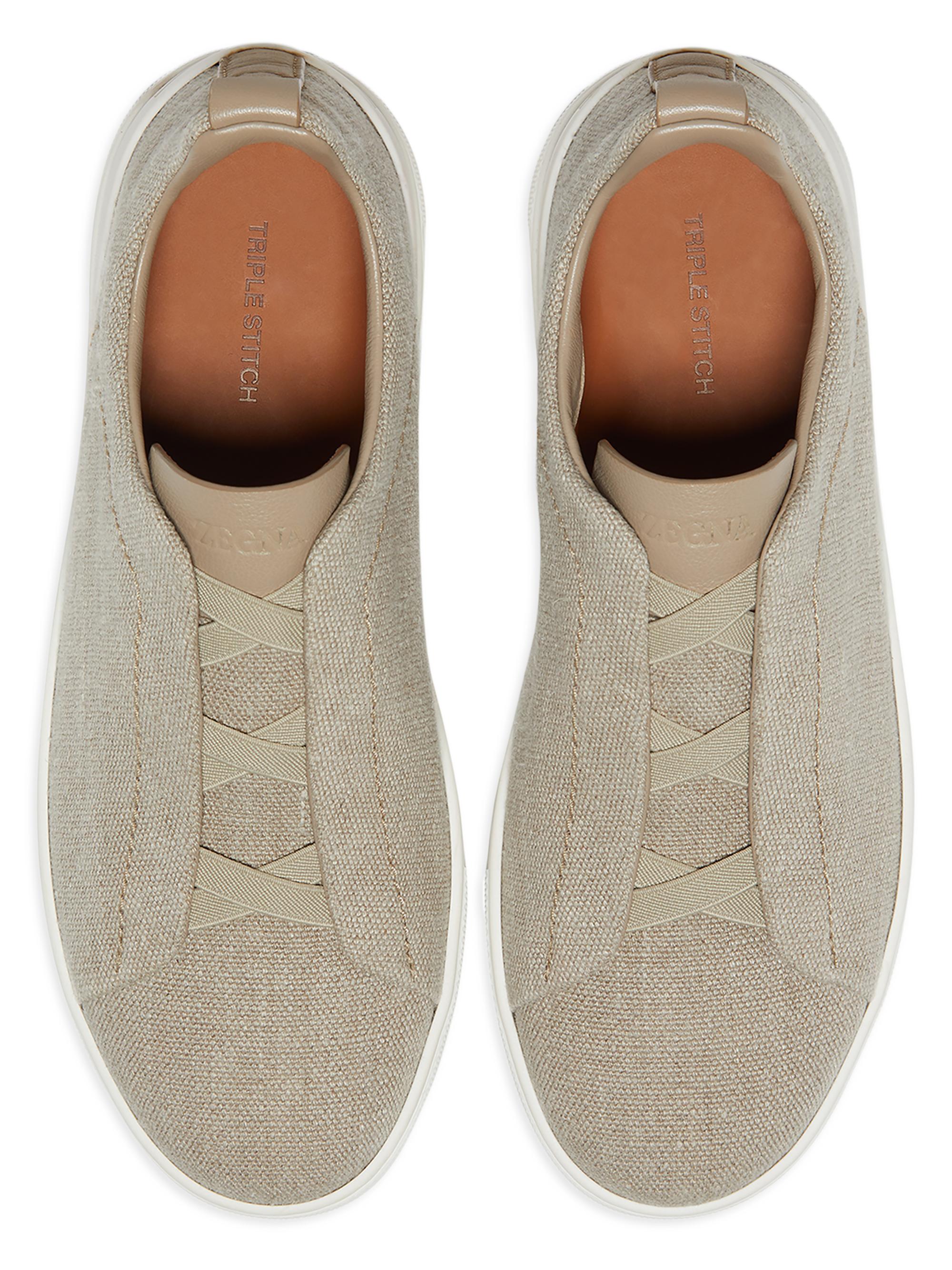 ZEGNA Cotton Linen and Leather Triple Stitch Sneakers | Saks Fifth