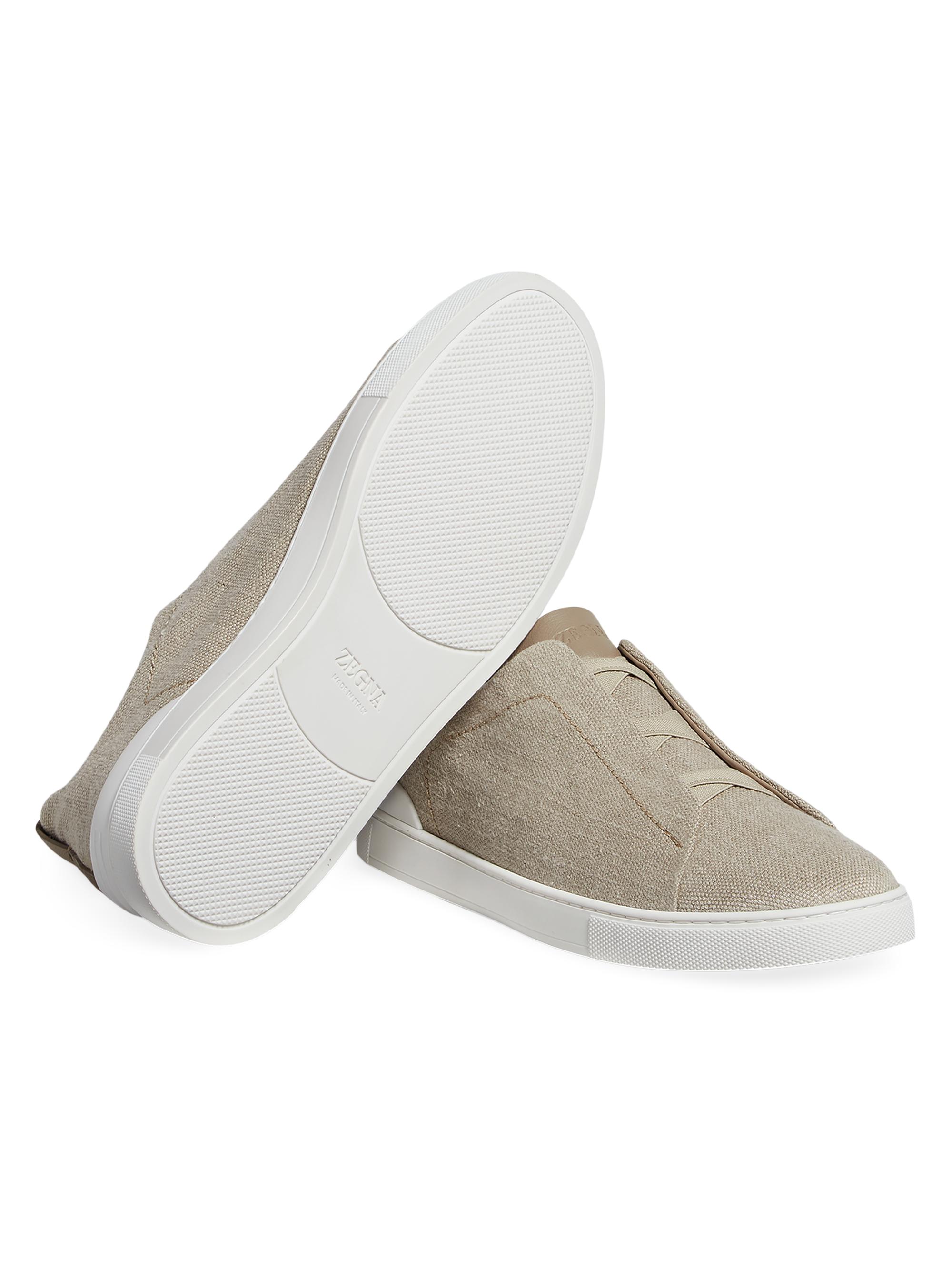 ZEGNA Cotton Linen and Leather Triple Stitch Sneakers | Saks Fifth