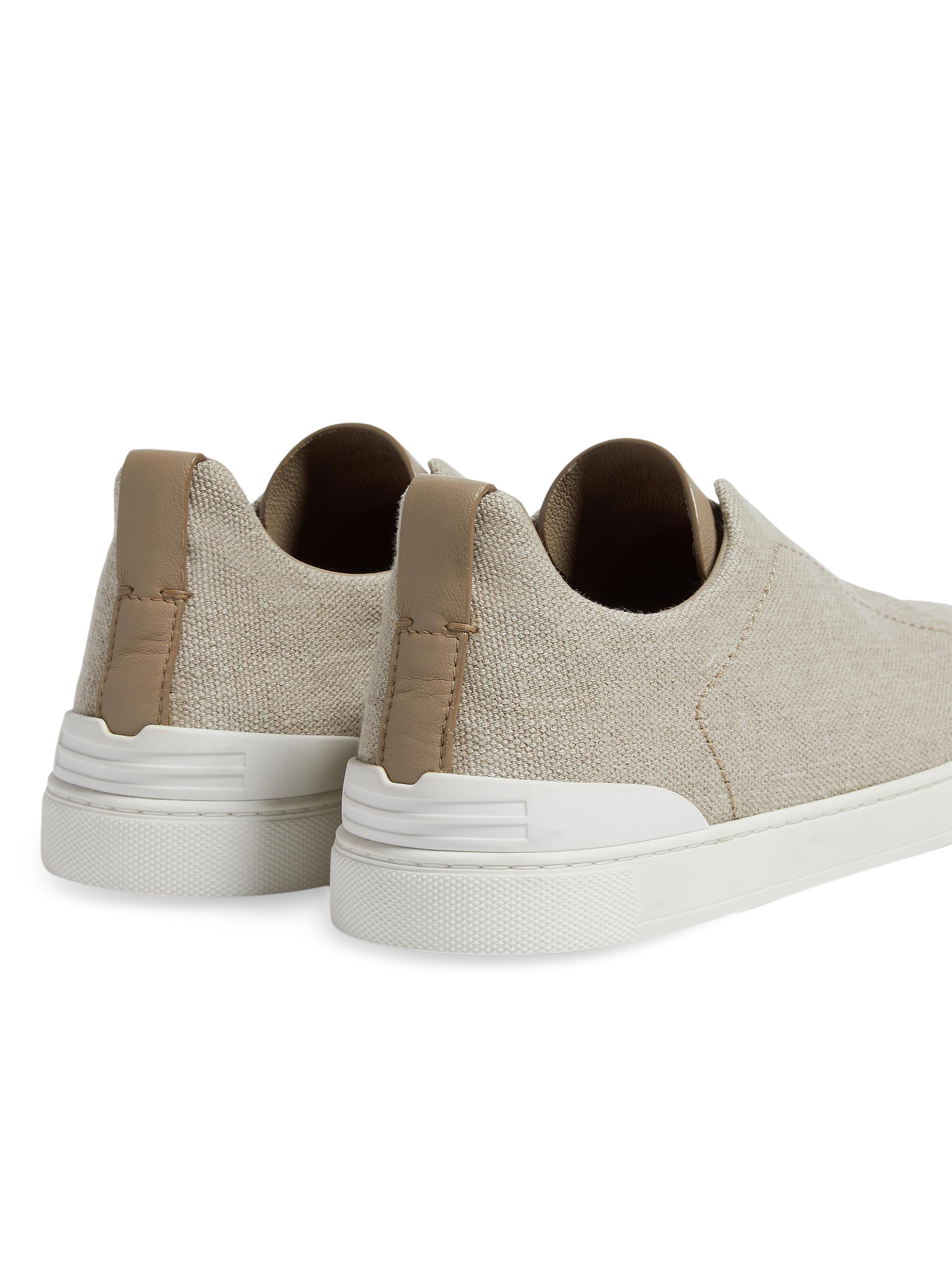 ZEGNA Cotton Linen and Leather Triple Stitch Sneakers | Saks Fifth