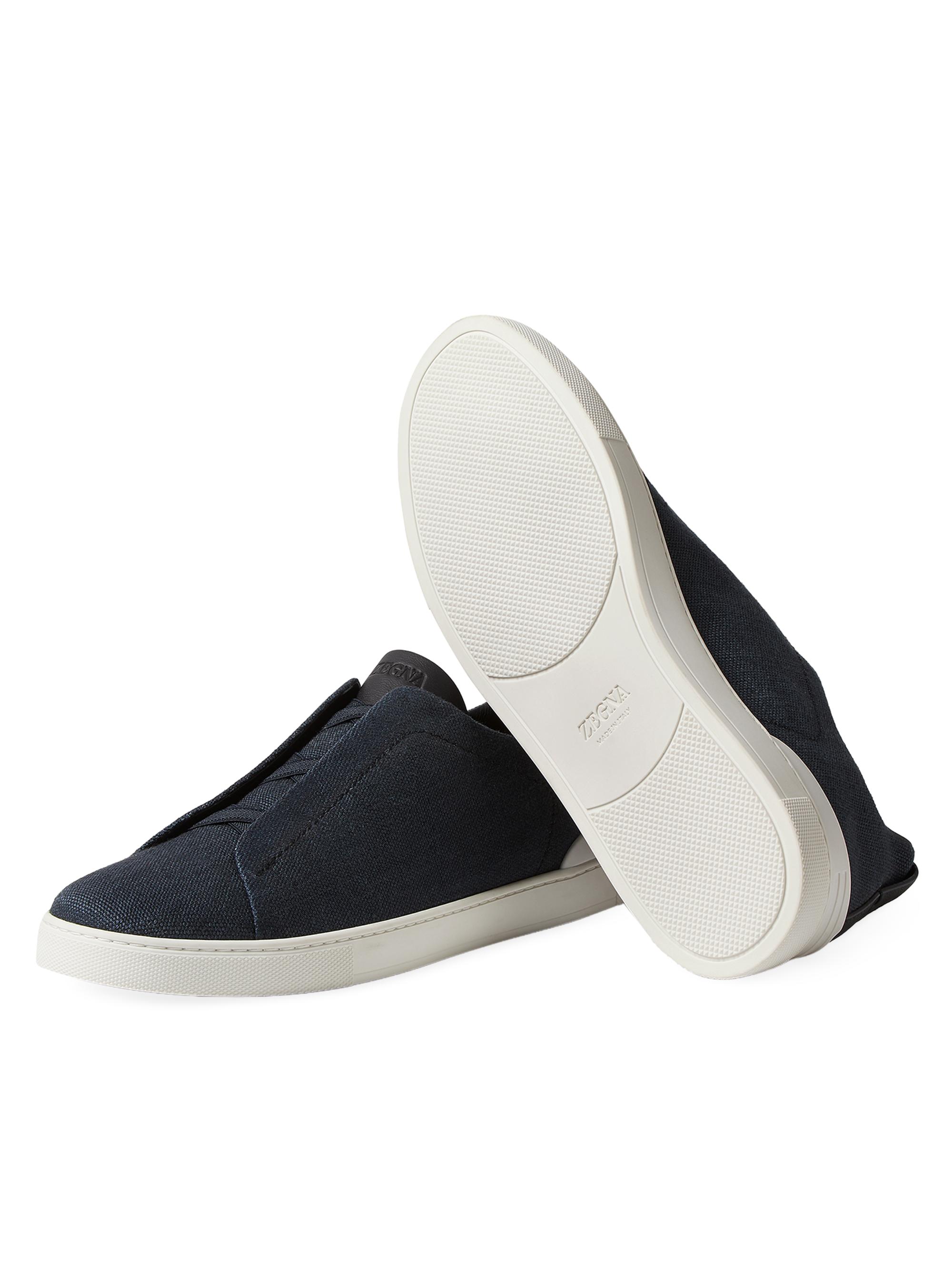 ZEGNA Cotton Linen and Leather Triple Stitch Sneakers | Saks Fifth