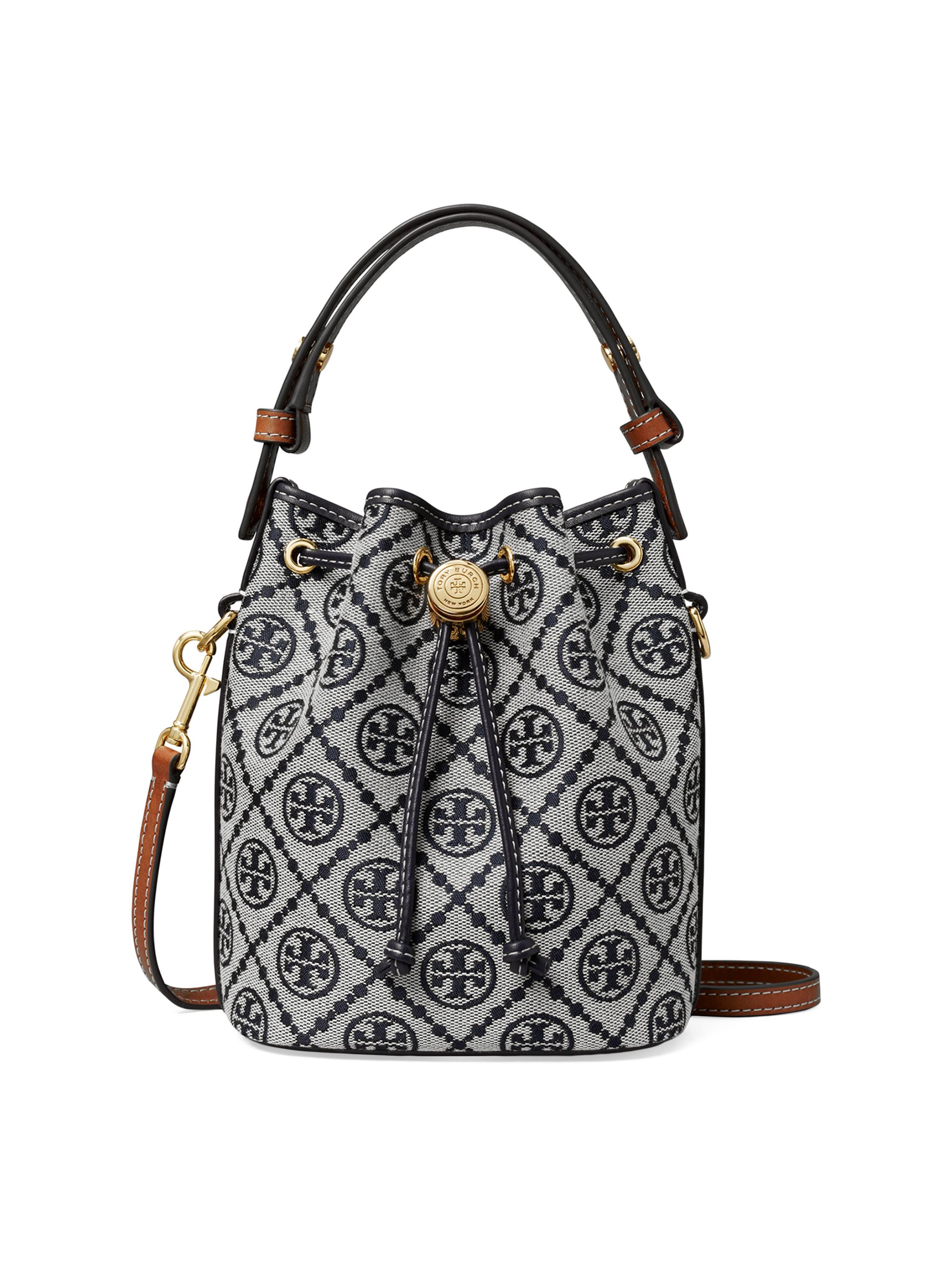 Tory Burch Women's T Monogram Jacquard Mini Bucket Bag - Tory Navy