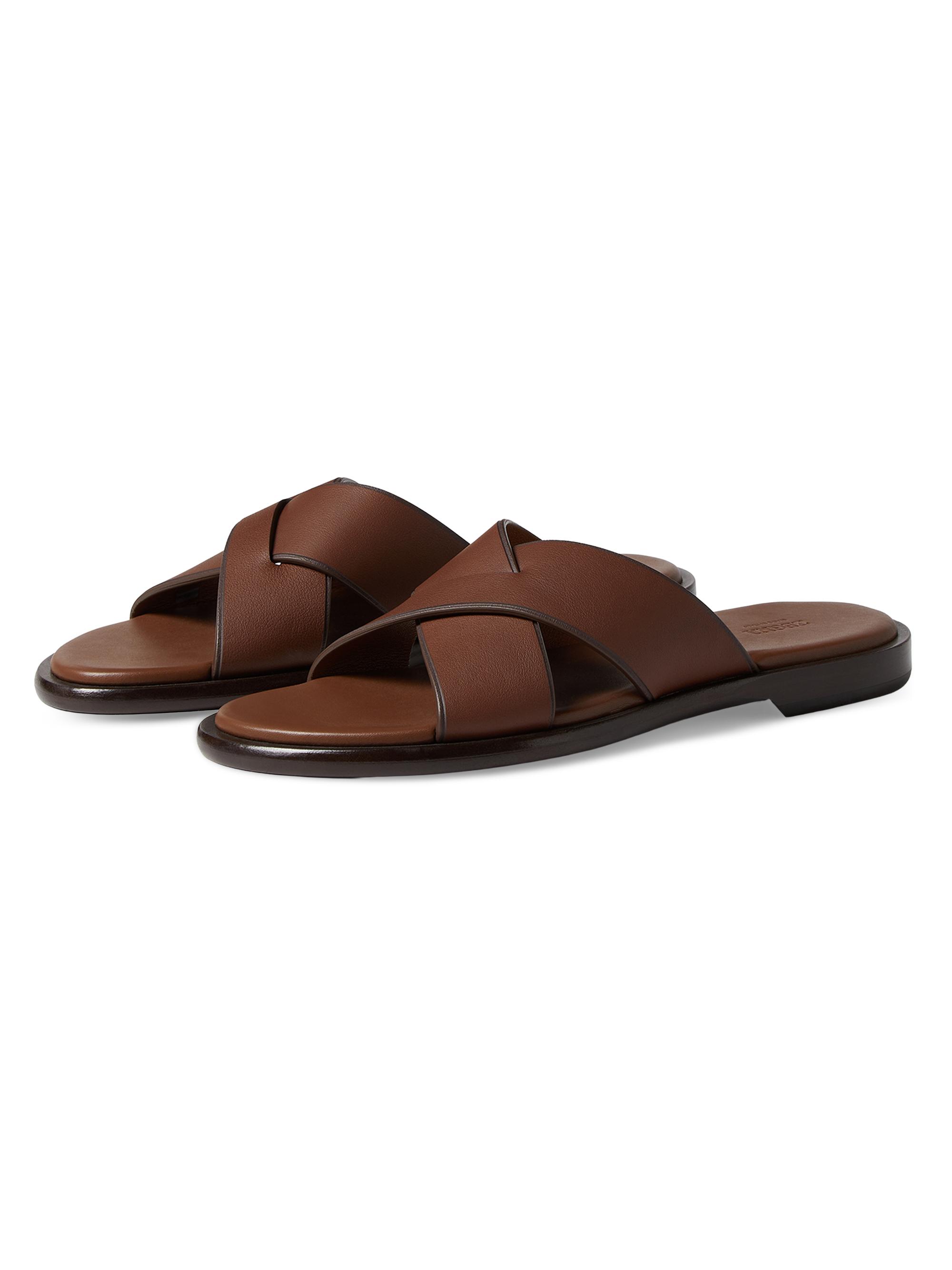 ZEGNA Men's Leather Sandals - Almond Brown | Thumbnail 2