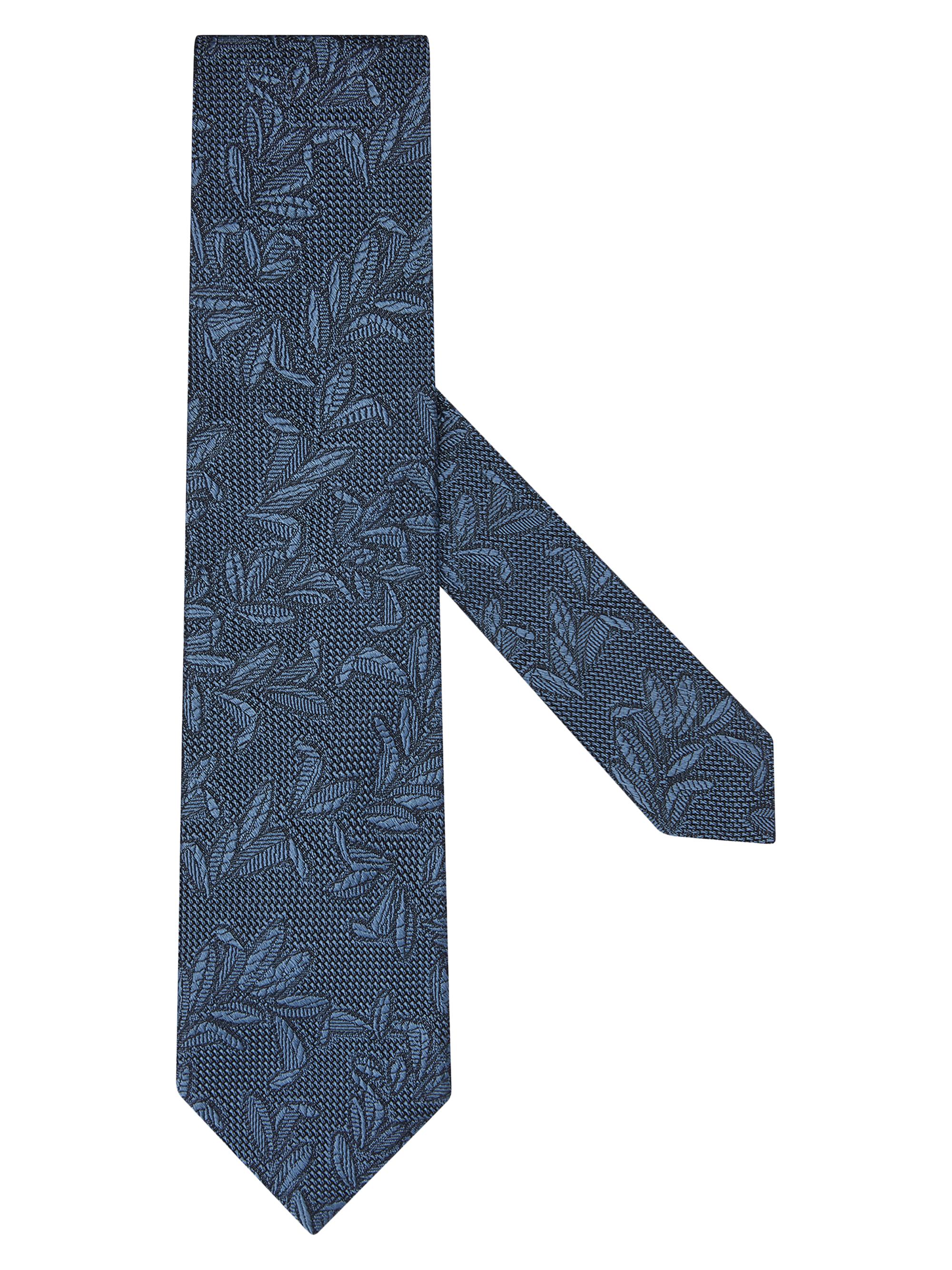 ZEGNA Men's Jacquard Leaf Silk Tie - Light Blue