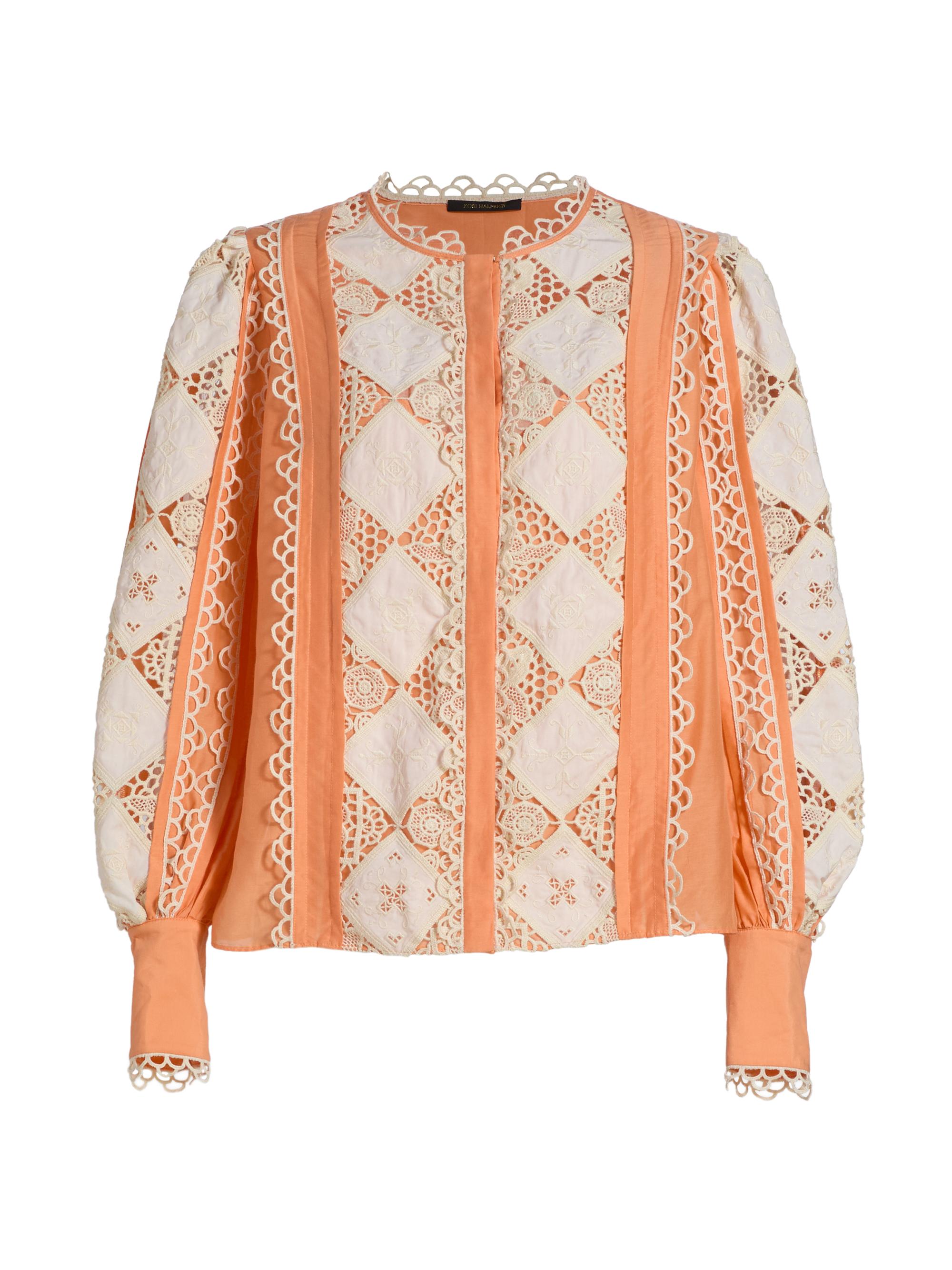 Kobi Halperin Women's Novi Cotton-Silk Embroidered Blouse - Coral