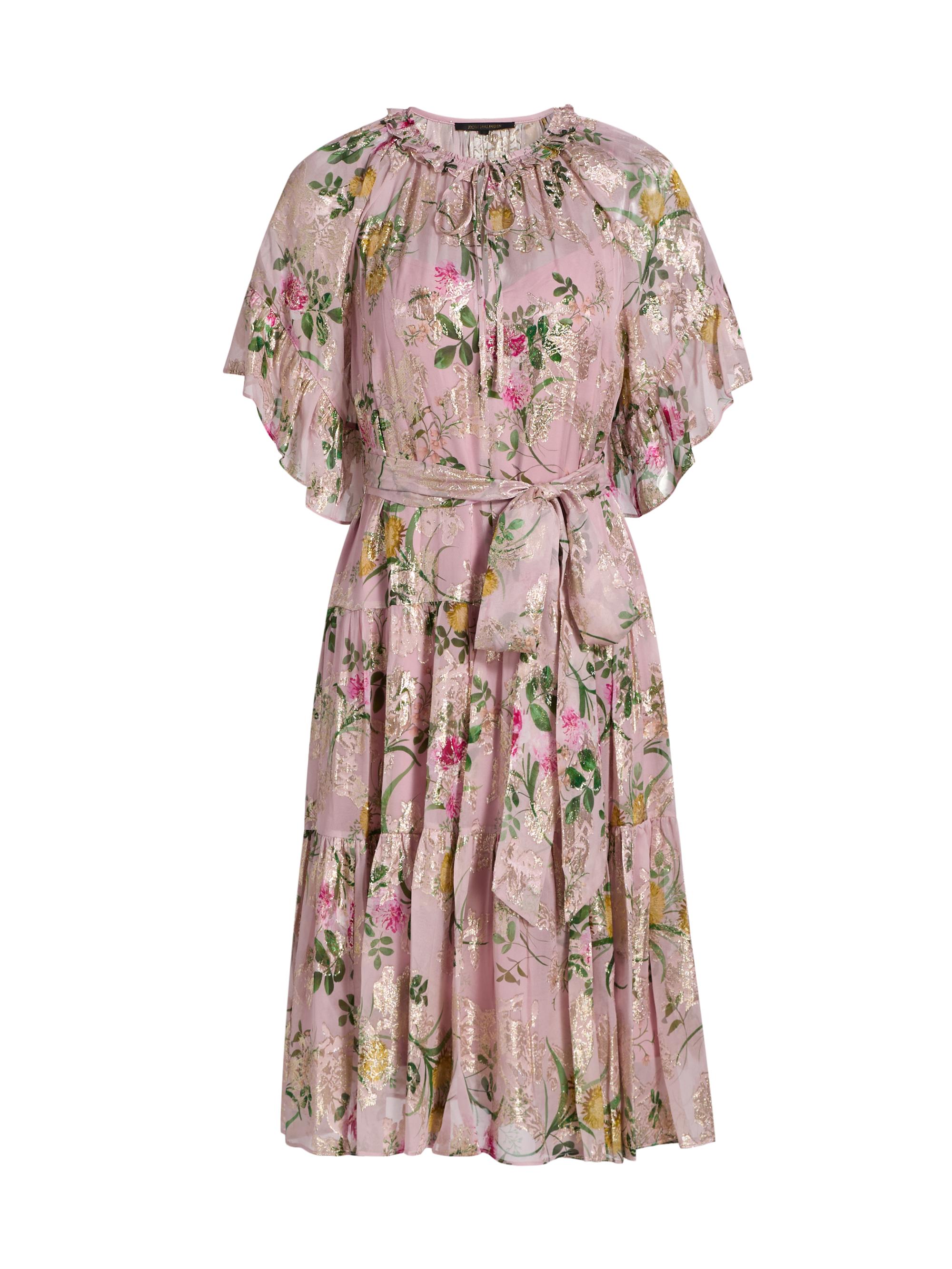 Kobi Halperin Women's Chase Metallic Floral Ruffle Dress - Peony Multi