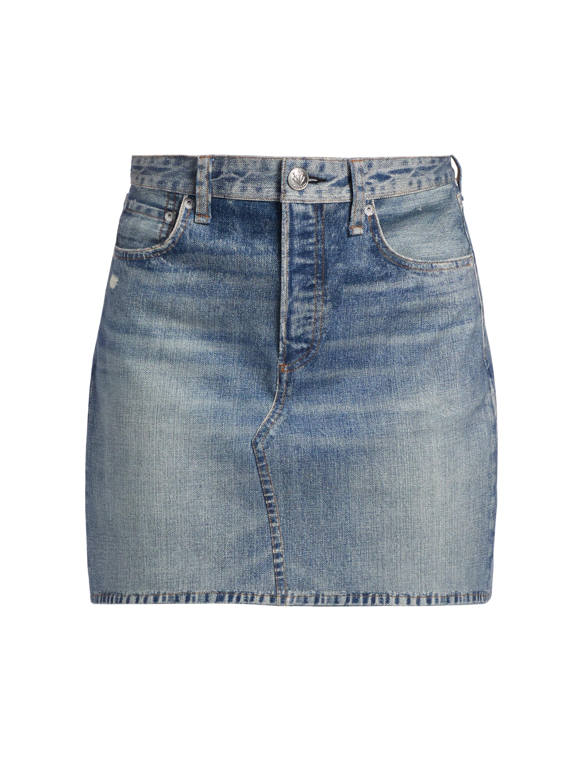 rag & bone Women's Miramar Ponte Printed Denim Miniskirt - Scarlet