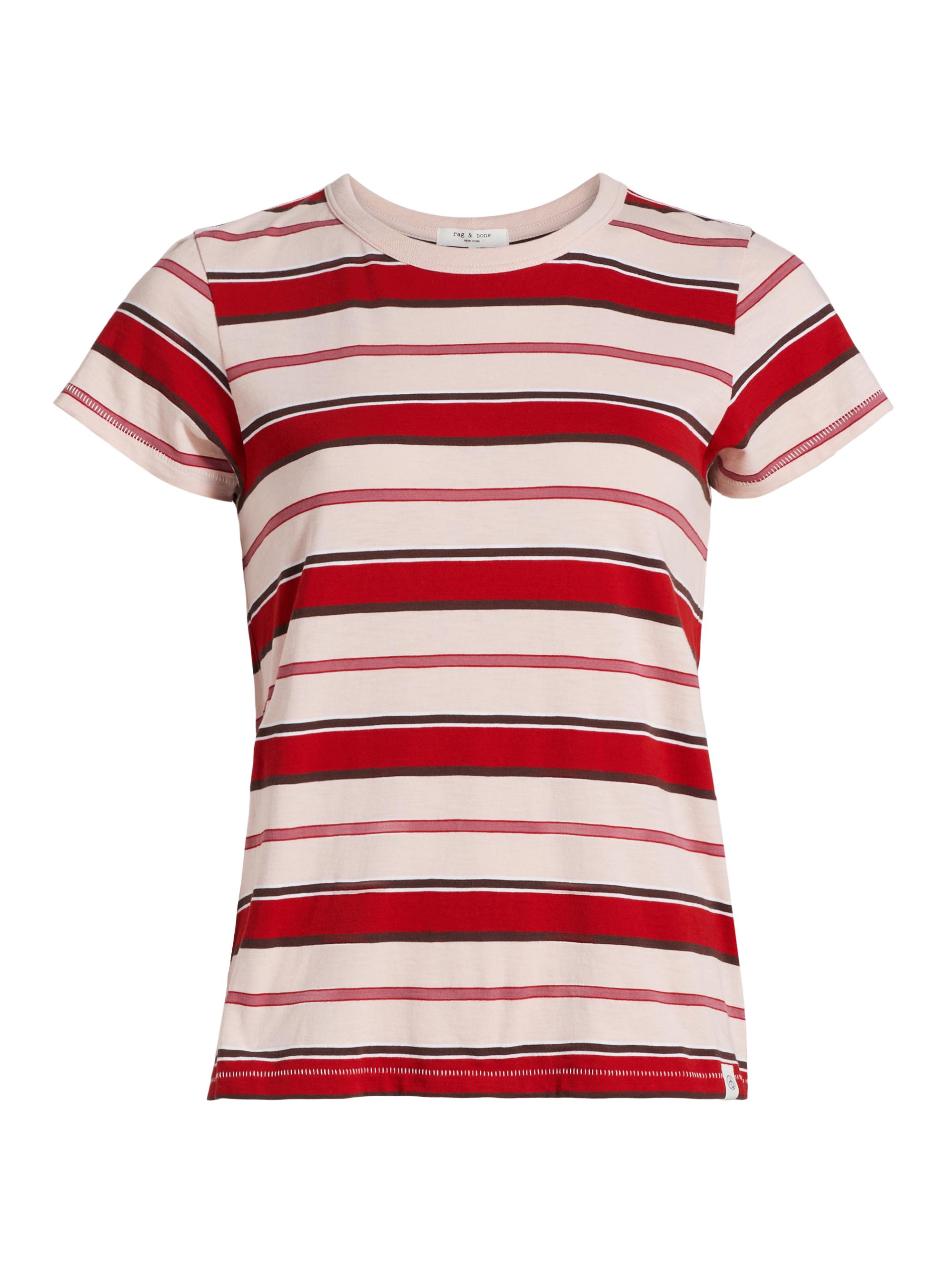 rag & bone Women's The Slub Stripe T-Shirt - Pink Multi