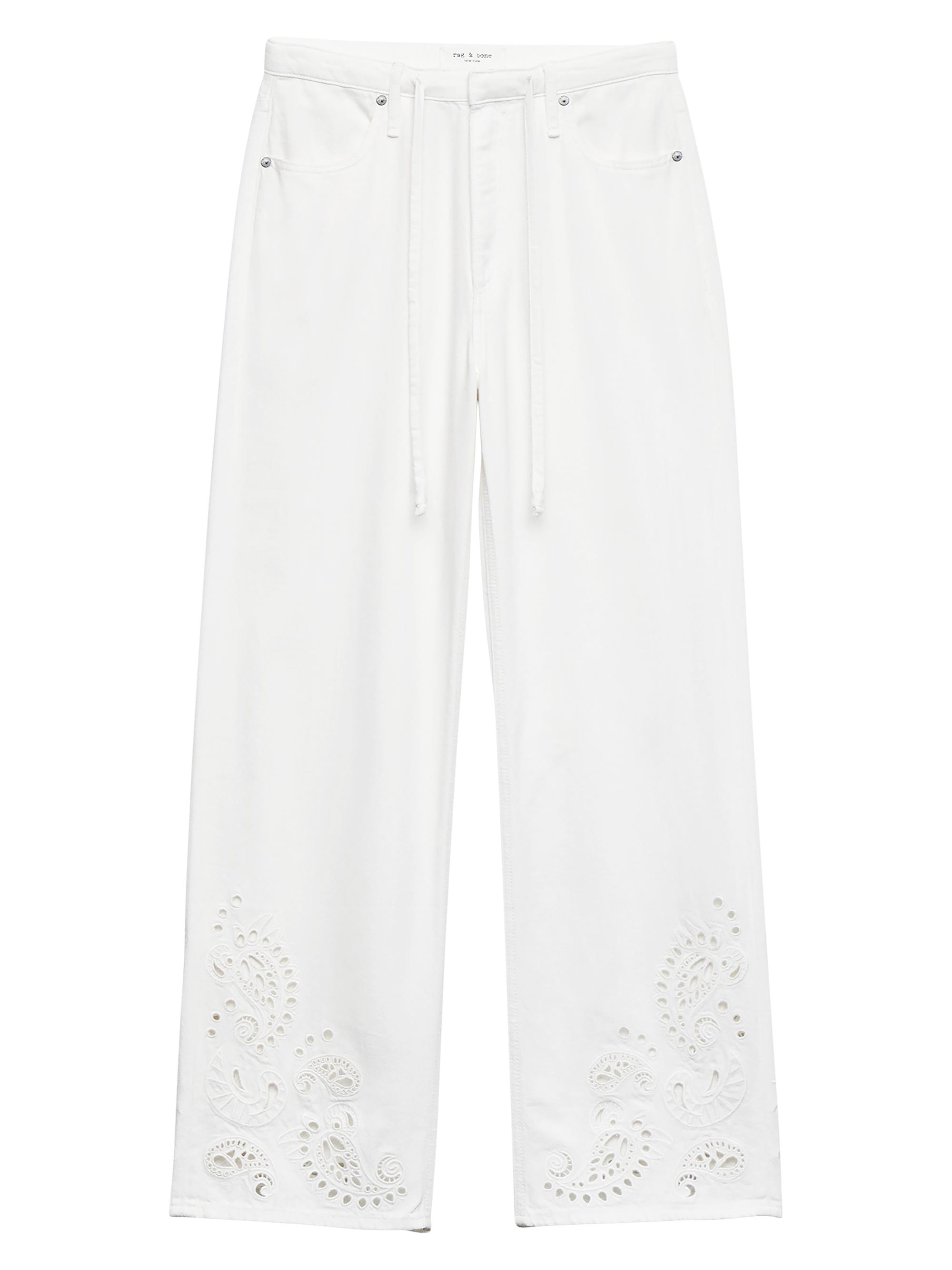 rag & bone Women's Ultra Featherweight Phoebe Drawstring Pants - White Eyelet