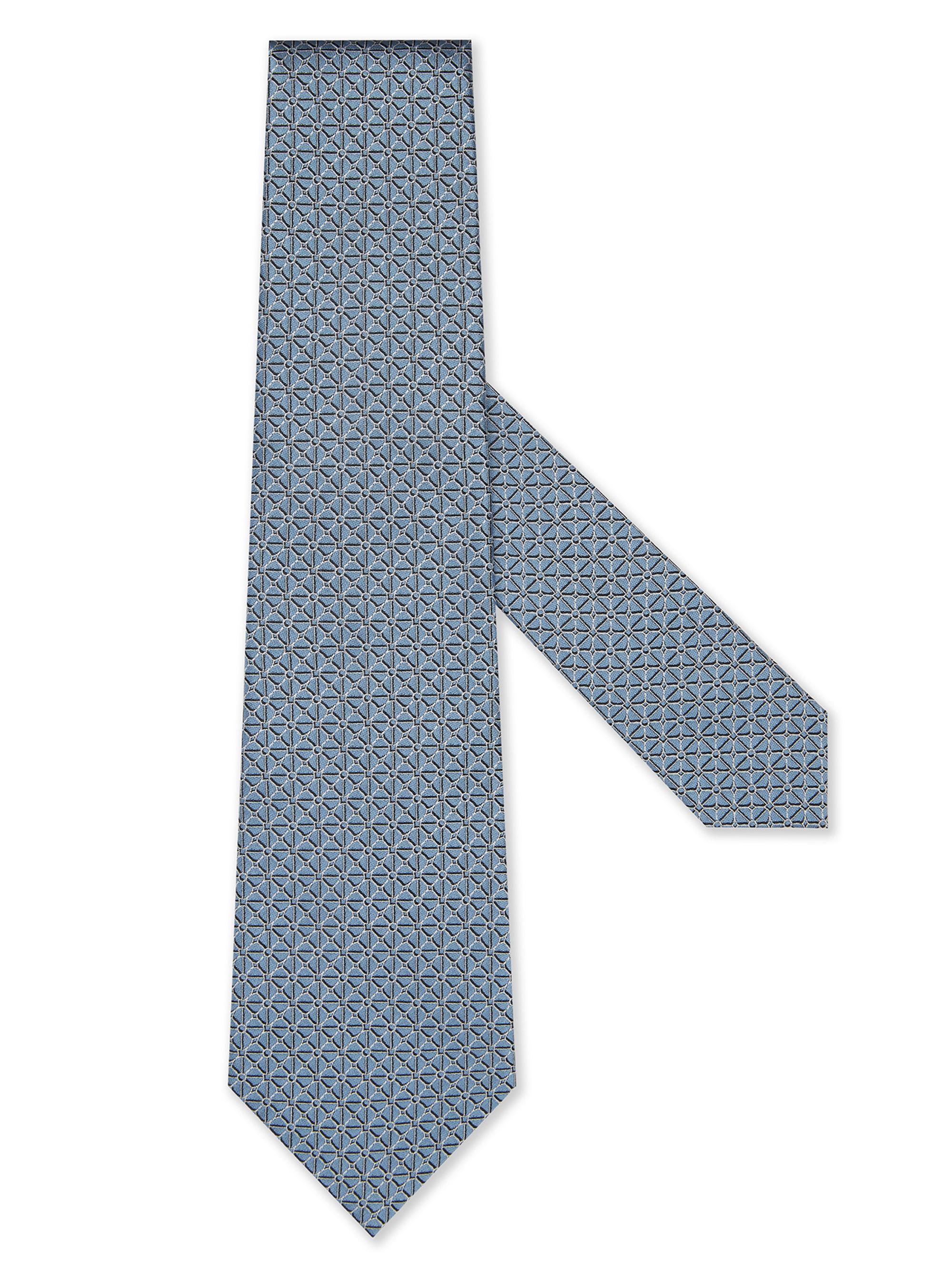 ZEGNA Men's Floral Jacquard Silk Tie - Light Blue