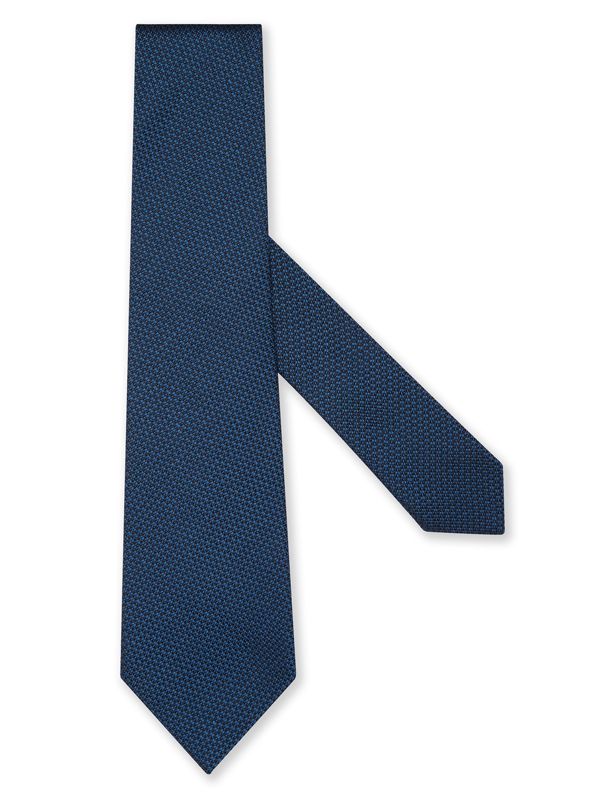 ZEGNA Men's Jacquard Silk Tie - Dark Blue