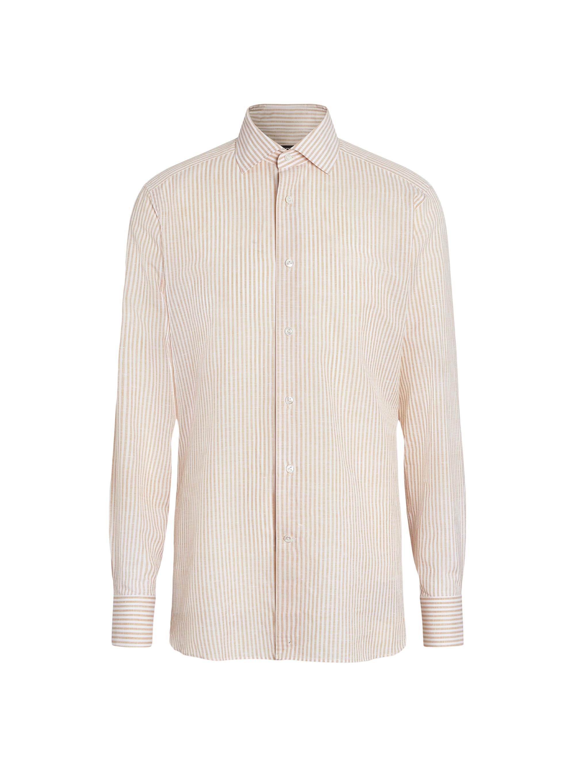 ZEGNA Men's Centoventimila Cotton-Linen Shirt - Ochre White