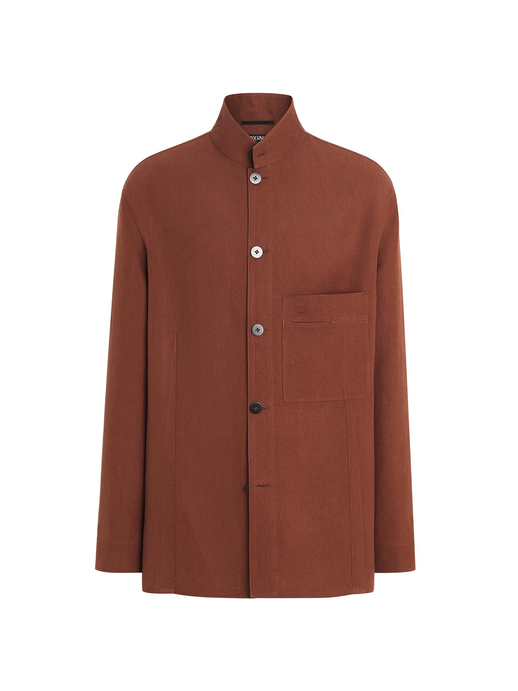 ZEGNA Men's Lino Overshirt - Tobacco