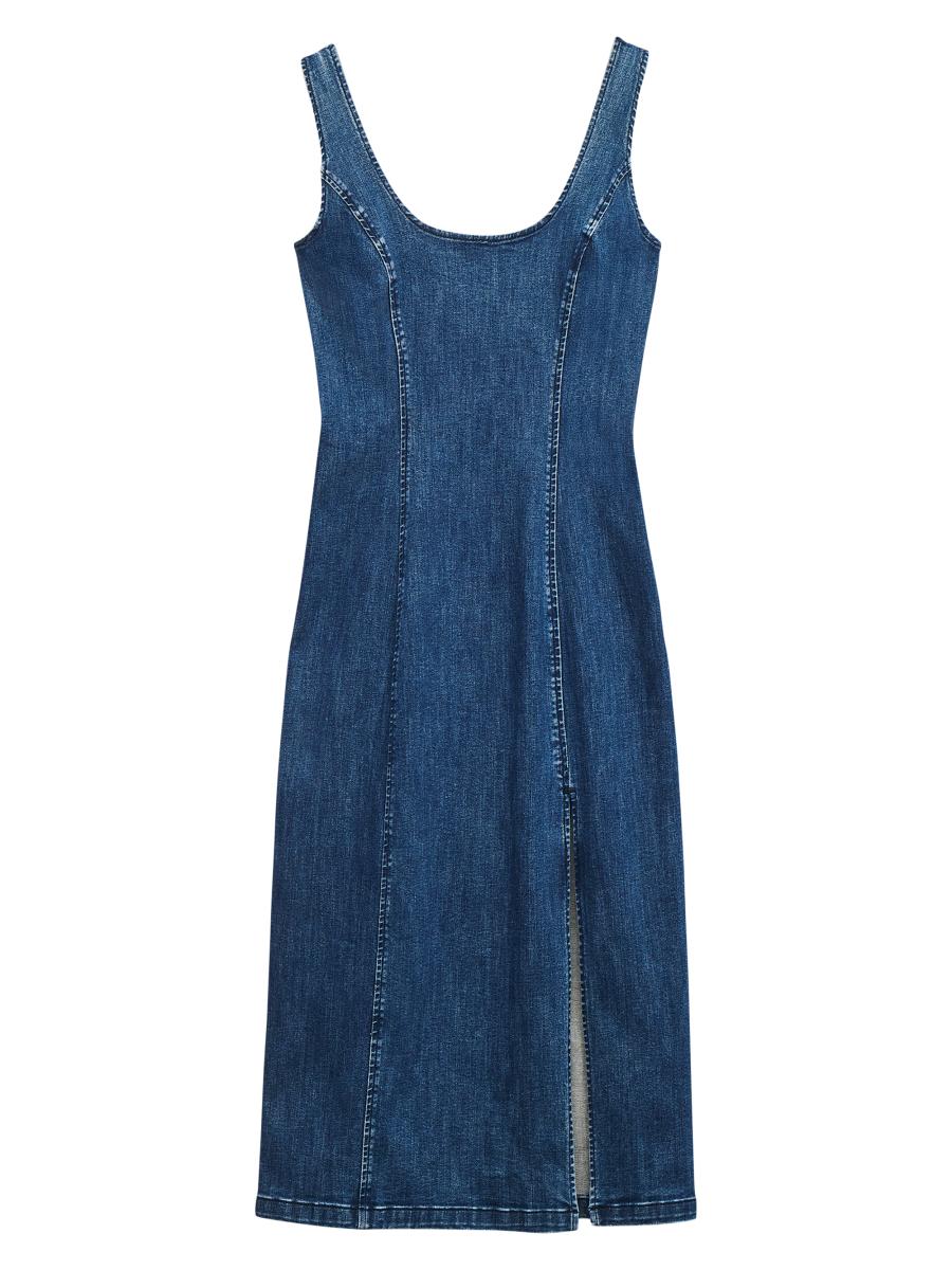 Rag & Bone Women's Flexi Athena Denim Midi-dress In Brown