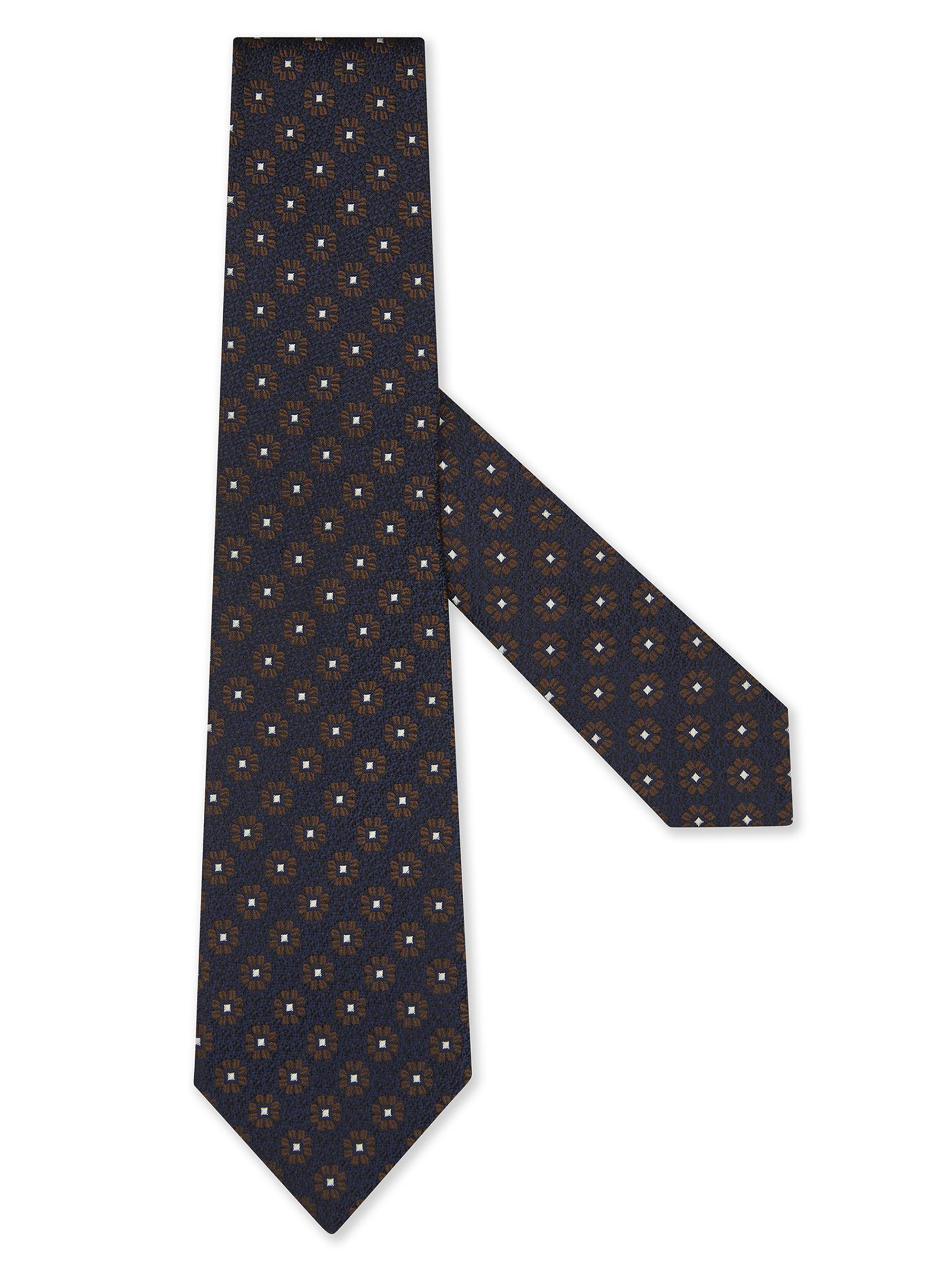 ZEGNA Men's Floral Tie - Dark Blue