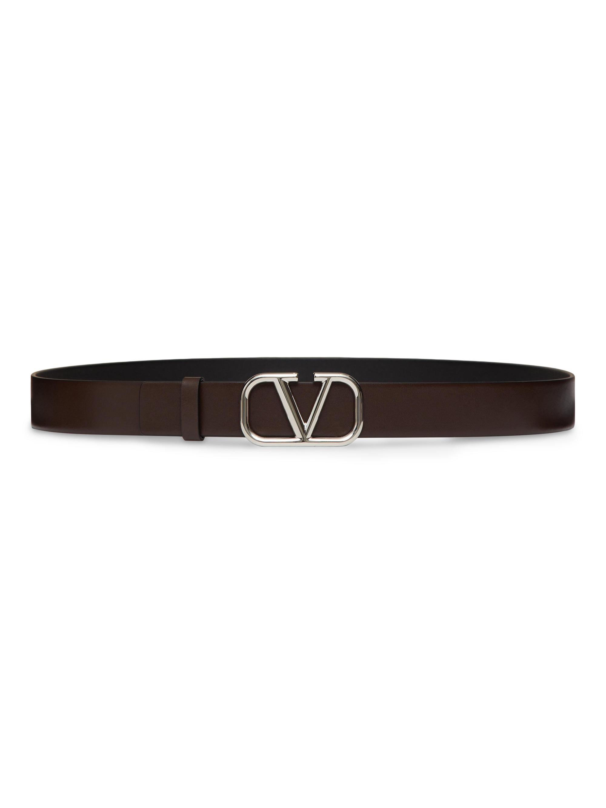 Valentino Garavani Men's VLogo Signature Calfskin Belt - Bitter Chocolate Black