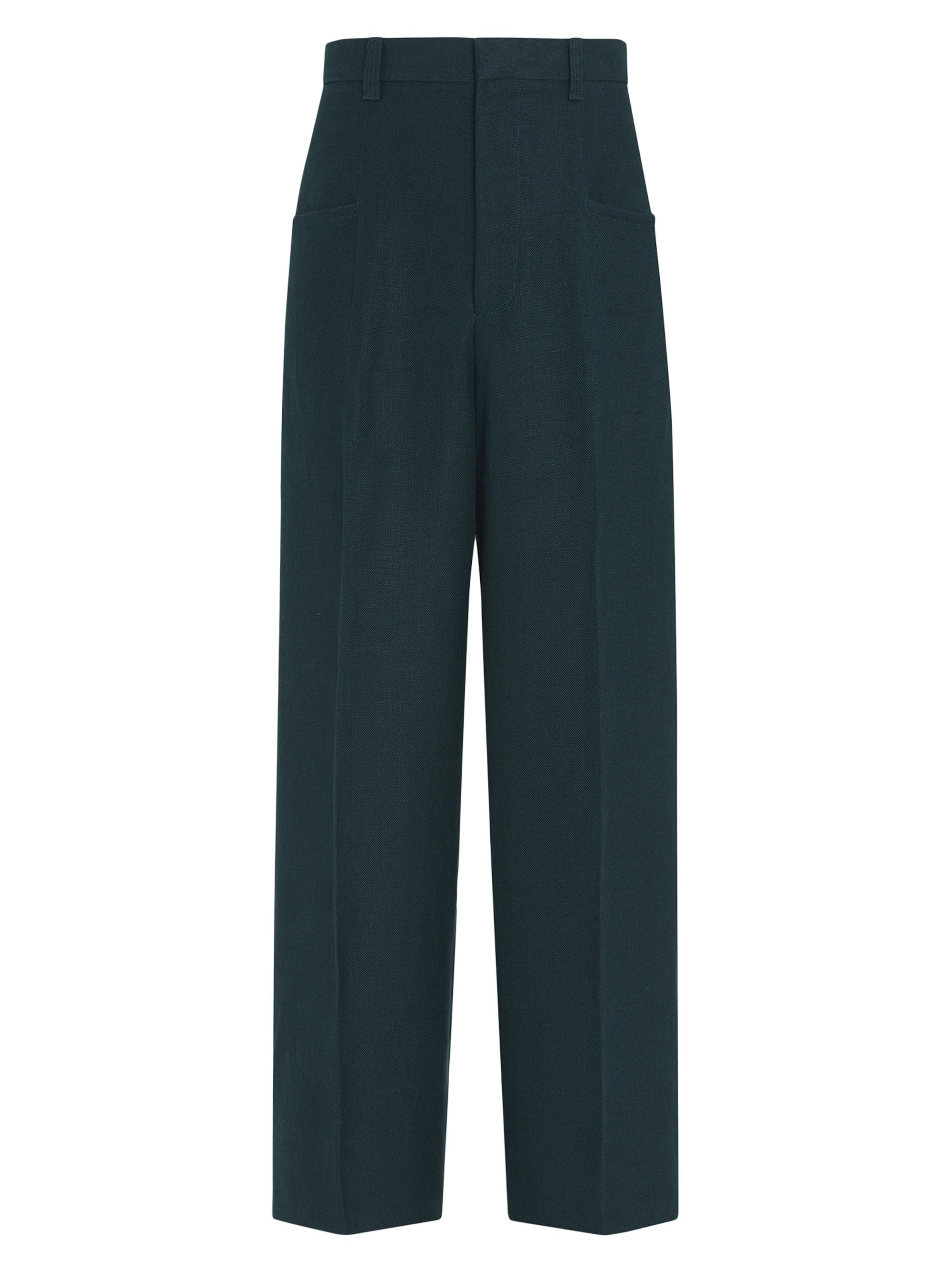 ZEGNA Men's Flat Front Oasi Lino Regular Fit Pants - Dark Teal Blue