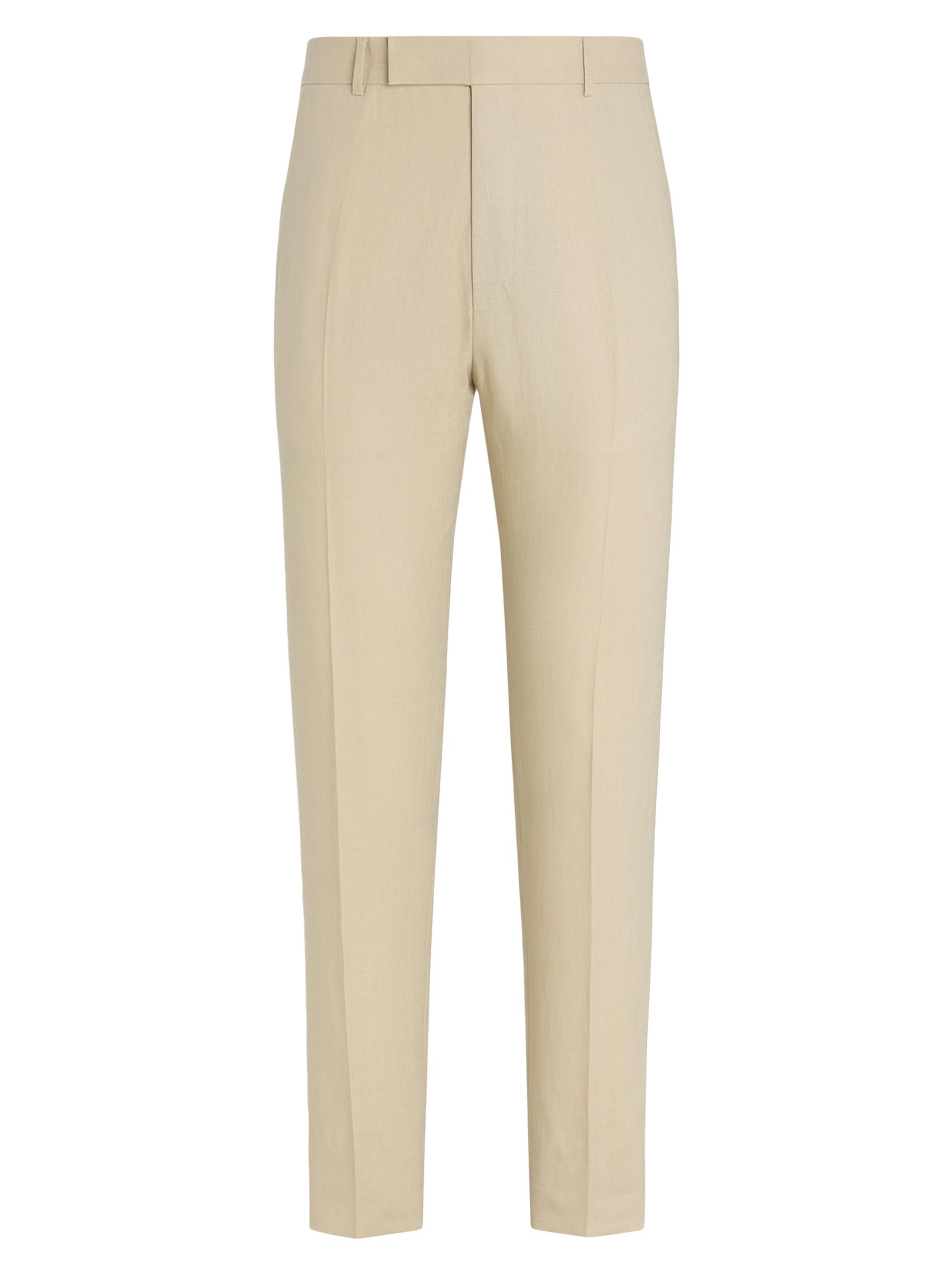 ZEGNA Men's Slim Fit Flat Front Oasi Lino Pants - Light Beige