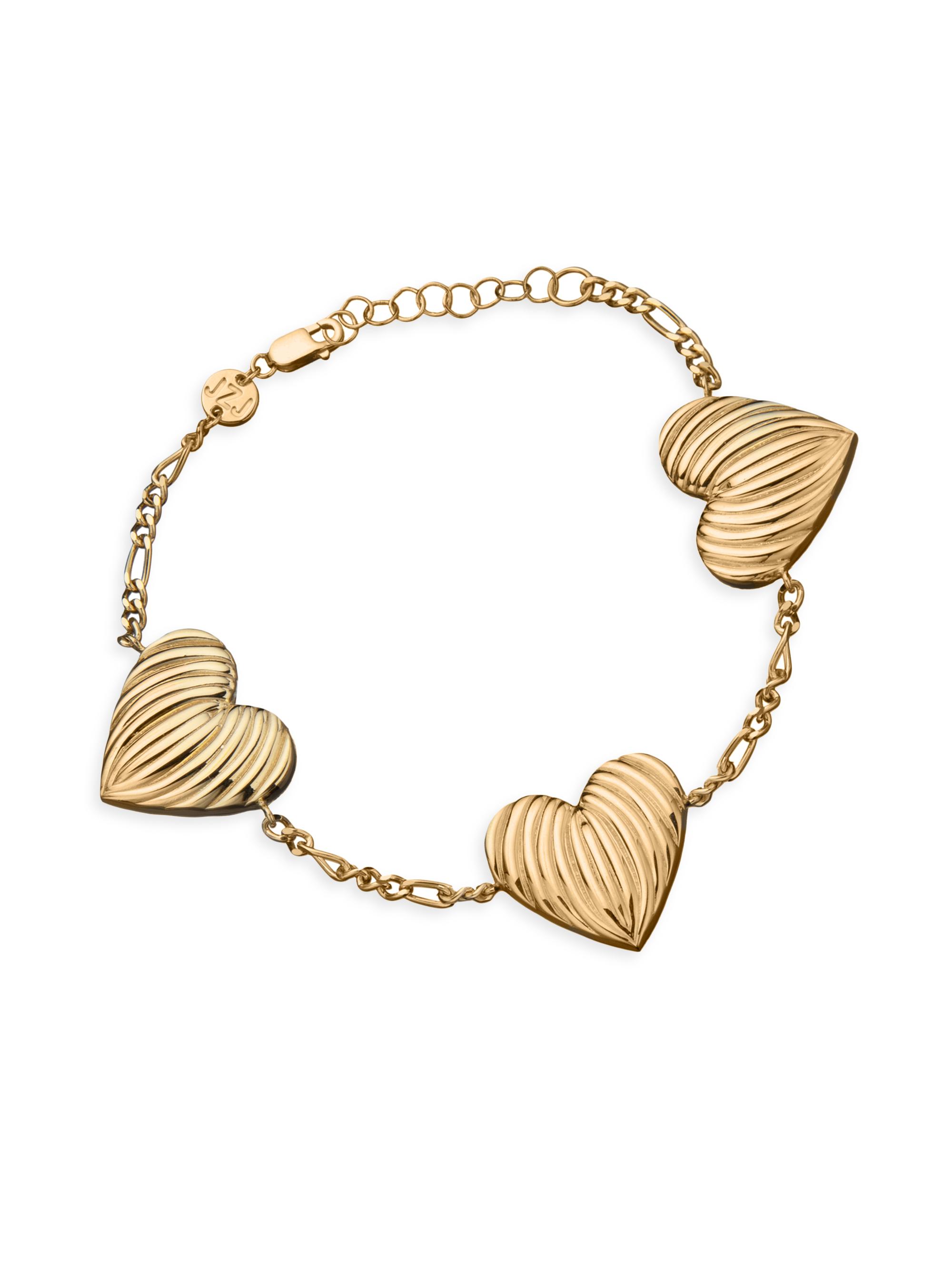 Jennifer Zeuner Jewelry Women's Luba Romy 18K-Gold-Plated Fluted Heart Charm Bracelet - Gold Vermeil