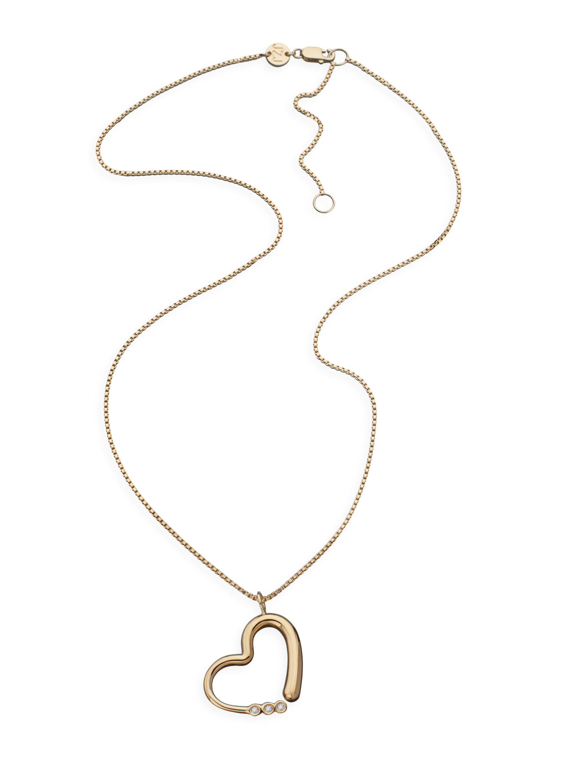 Jennifer Zeuner Jewelry Women's Gianna 18K-Gold-Plated & 0.01 TCW Diamond Heart Pendant Necklace - Gold Vermeil
