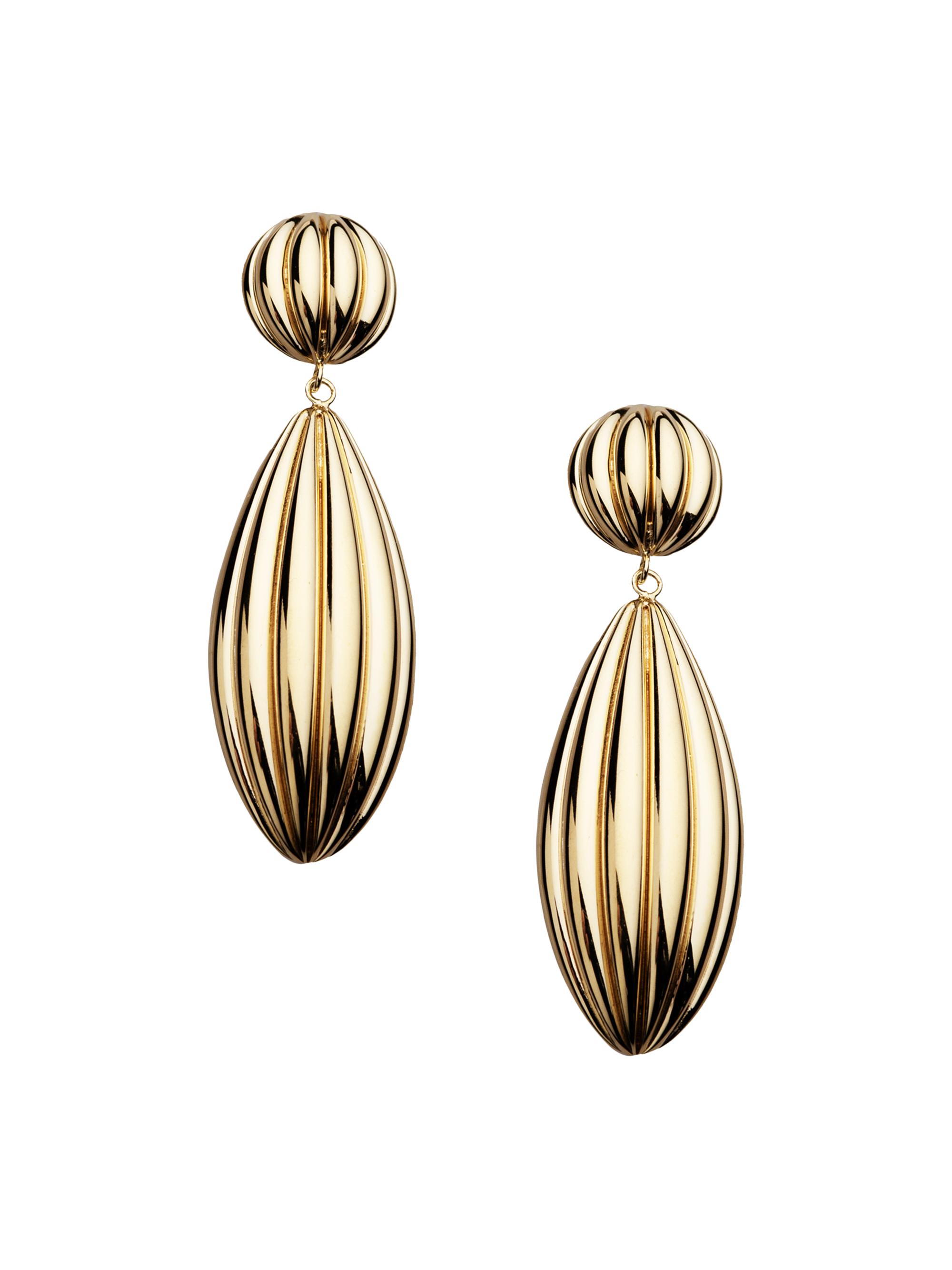 Jennifer Zeuner Jewelry Women's Lucinda 18K-Gold-Plated Fluted Drop Earrings - Gold Vermeil