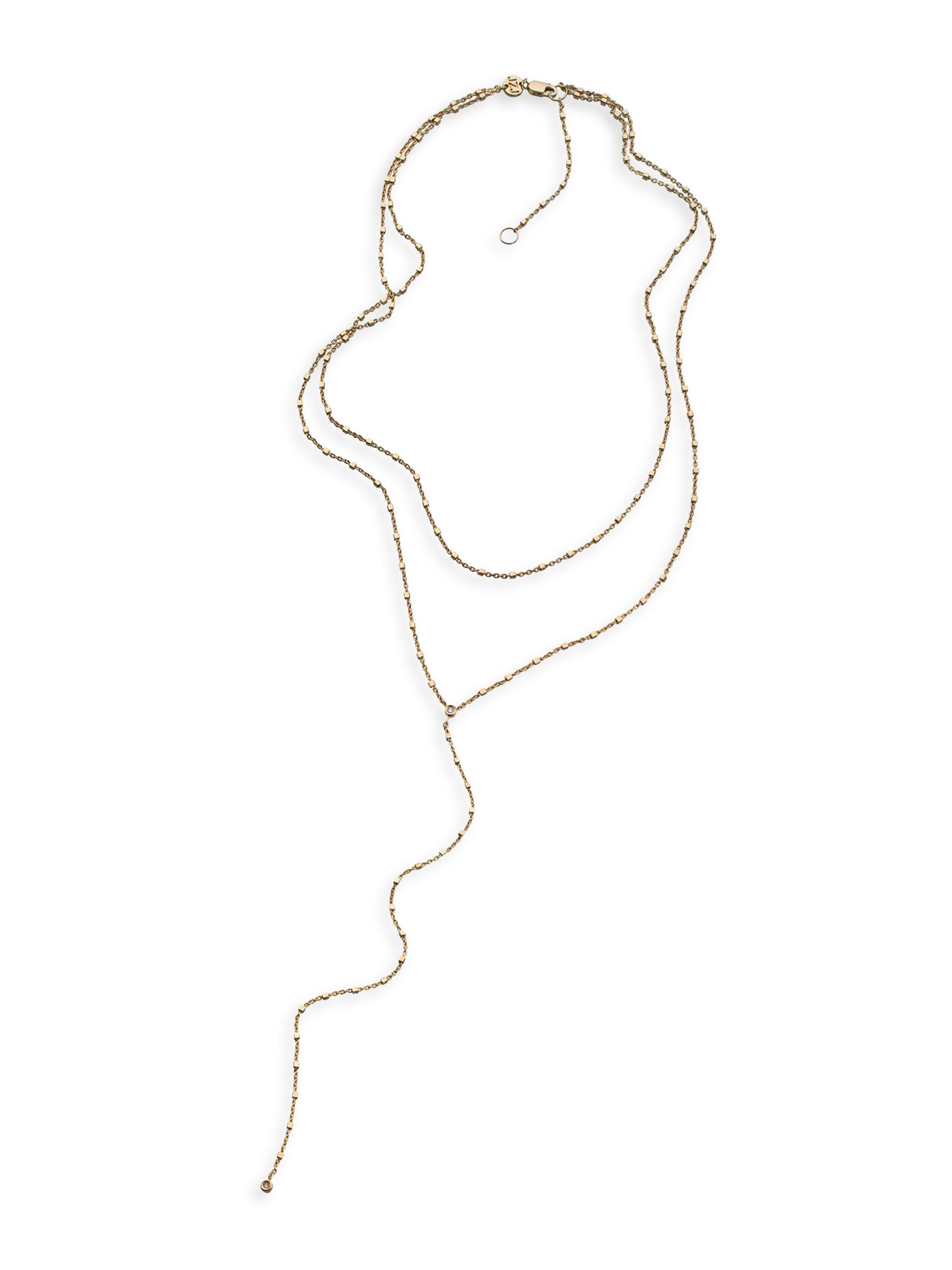 Jennifer Zeuner Jewelry Women's Ace 18K-Gold-Plated & 0.01 TCW Diamond Lariat Necklace - Gold Vermeil