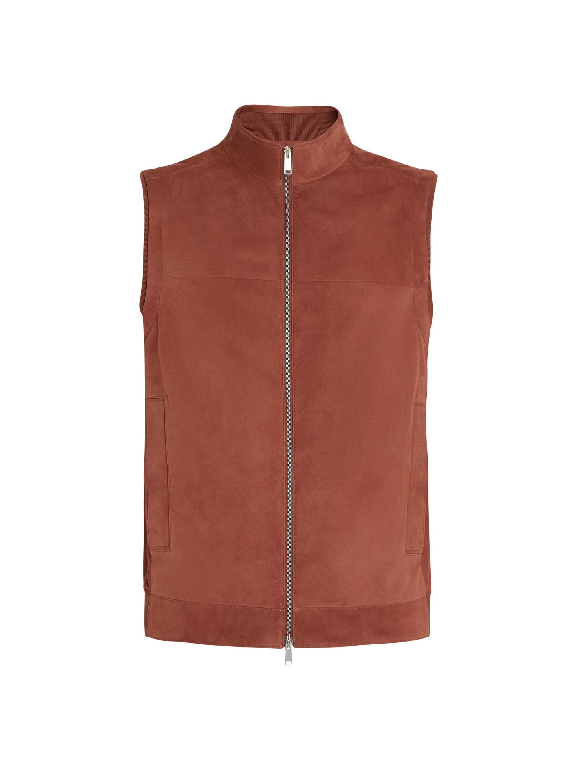 ZEGNA Men's Leather Vest - Brick Red