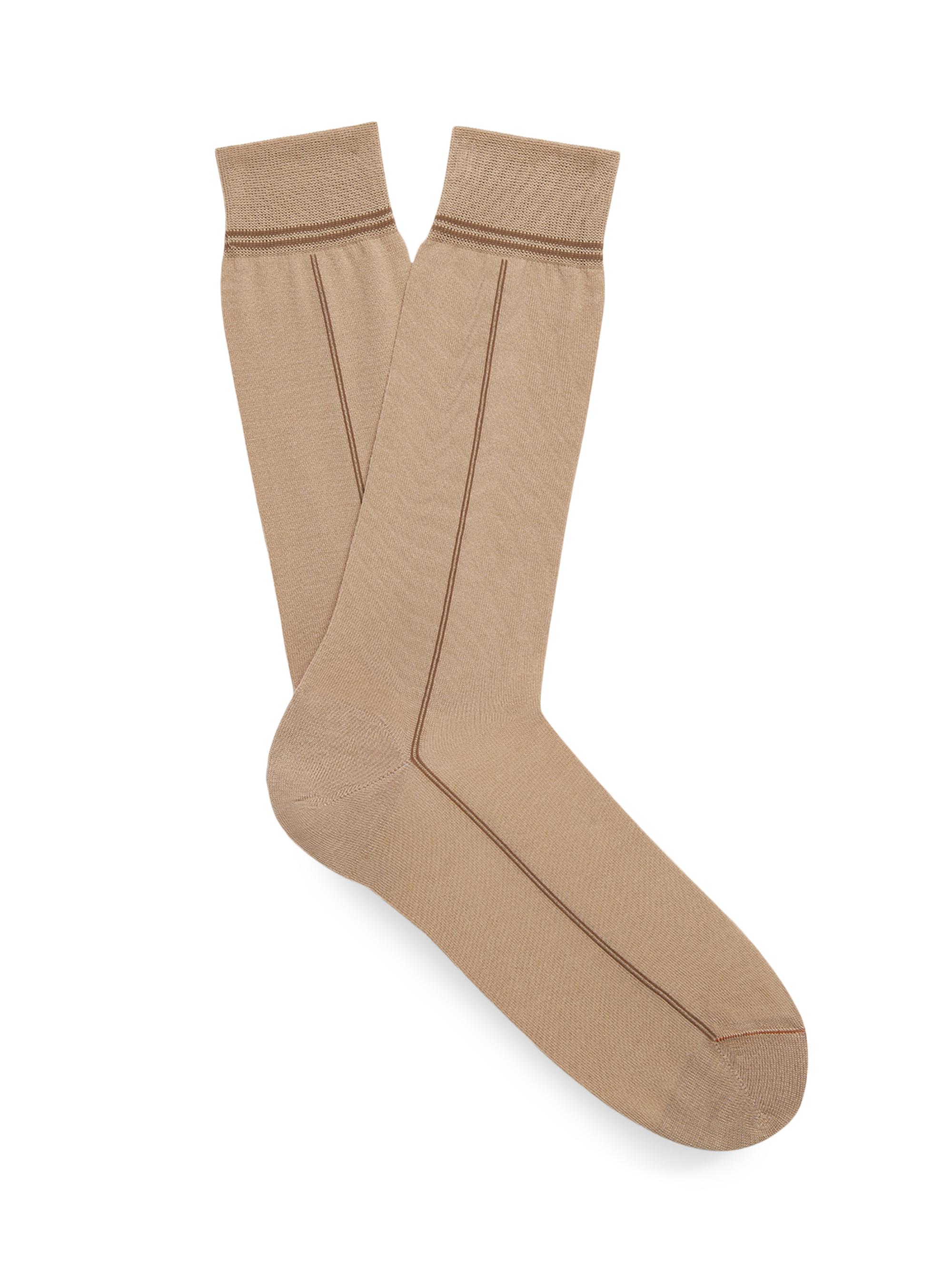 ZEGNA Men's Mid-Calf Mercerized Cotton Blend Socks - Beige