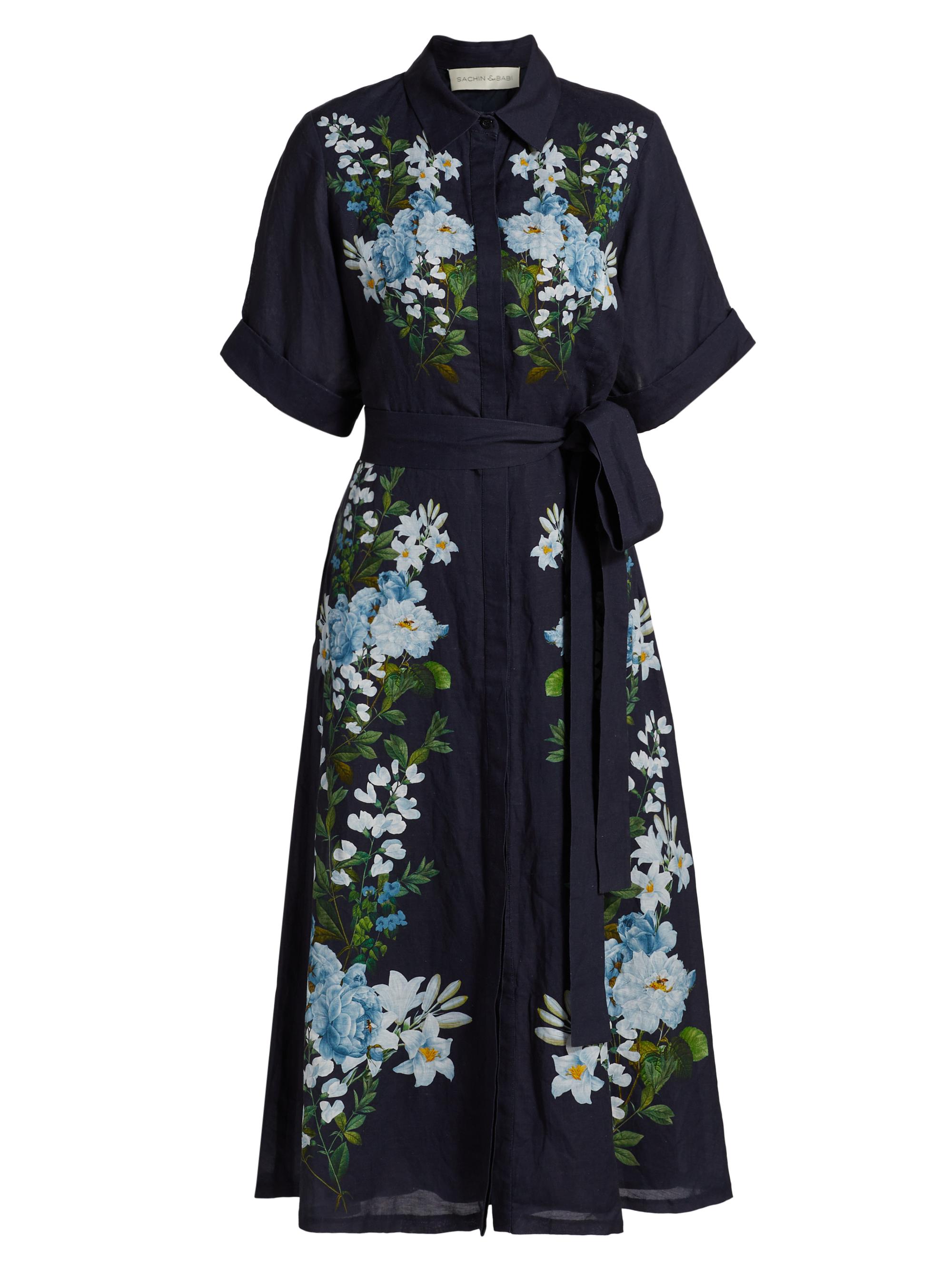 Sachin & Babi Women's Joy Floral Linen-Blend Dress - Midnight Garden