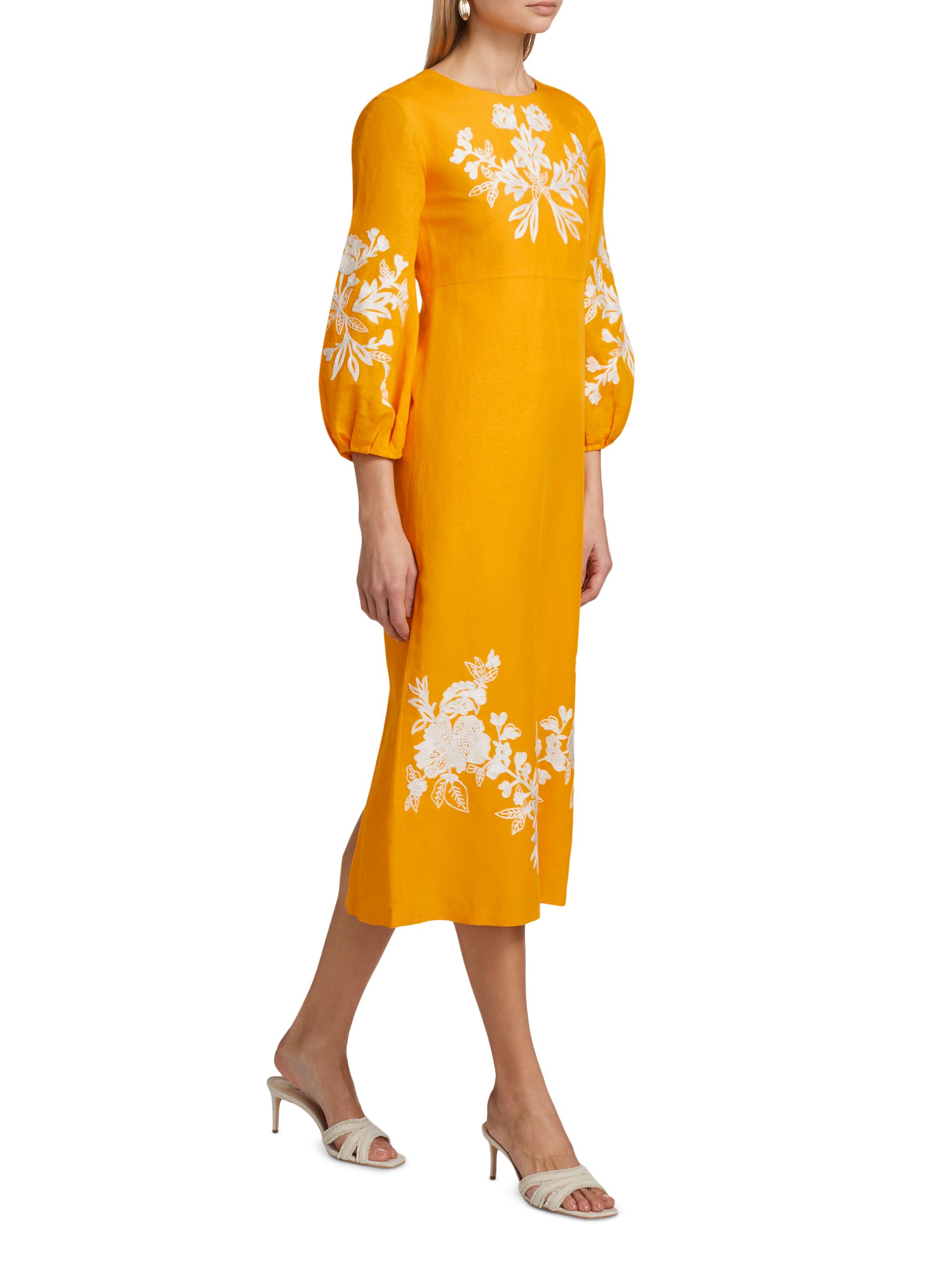 sachin and babi light blue dress maje Embroidered linen-blend dress
