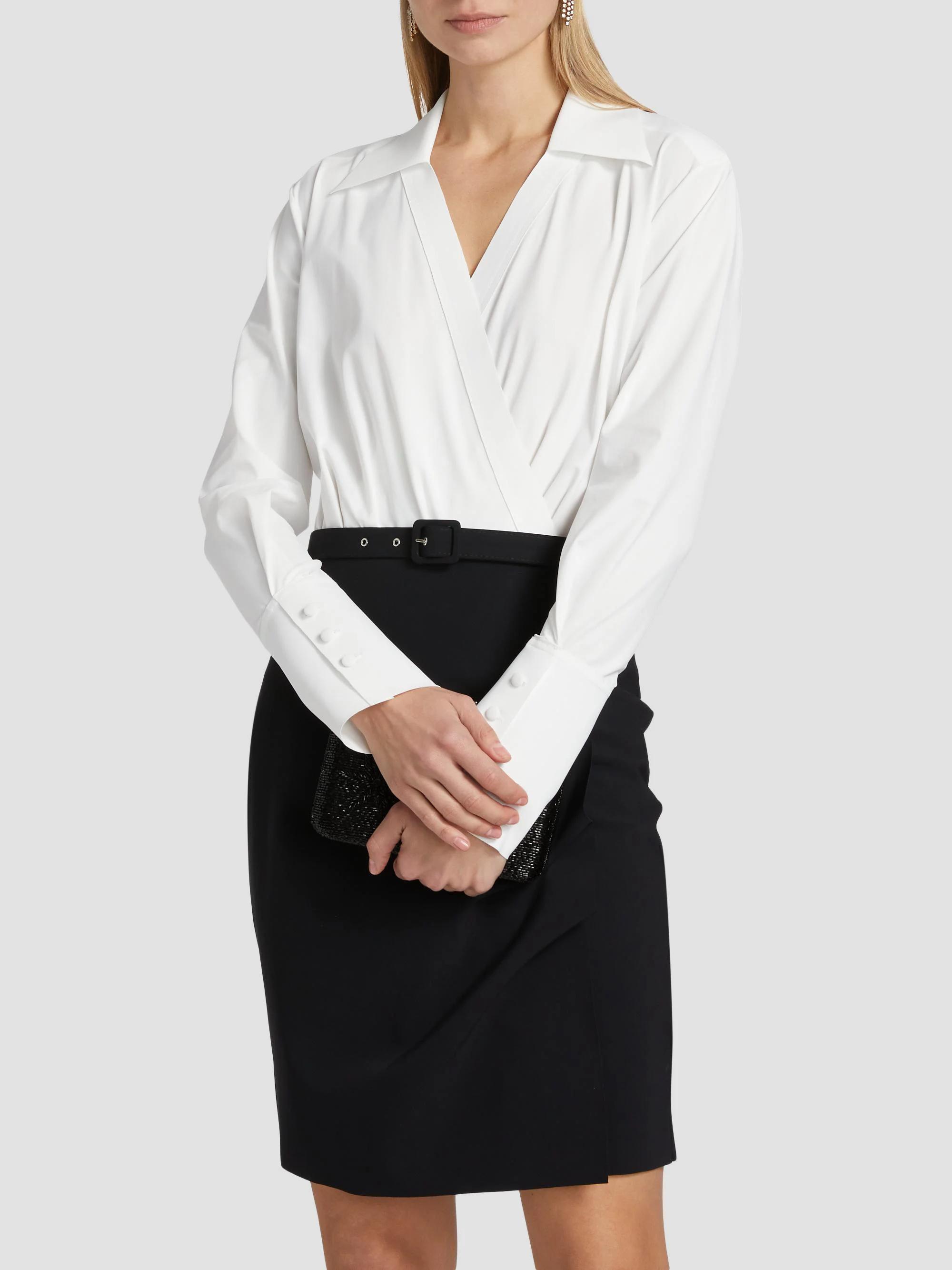 Chiara Boni La Petite Robe Faro Bic Colorblocked Belted Midi-Shirtdress ...
