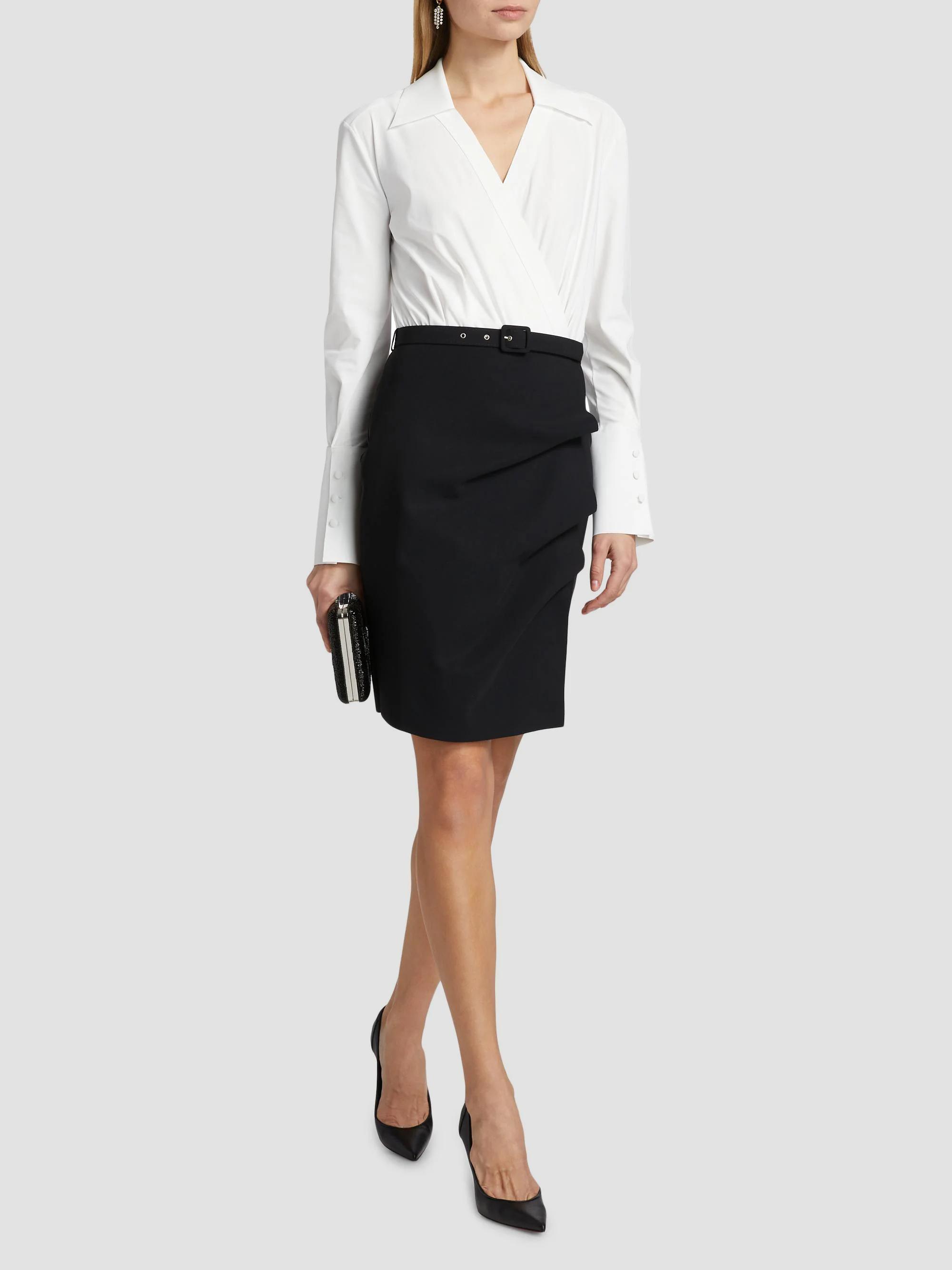 Chiara Boni La Petite Robe Faro Bic Colorblocked Belted Midi-Shirtdress ...