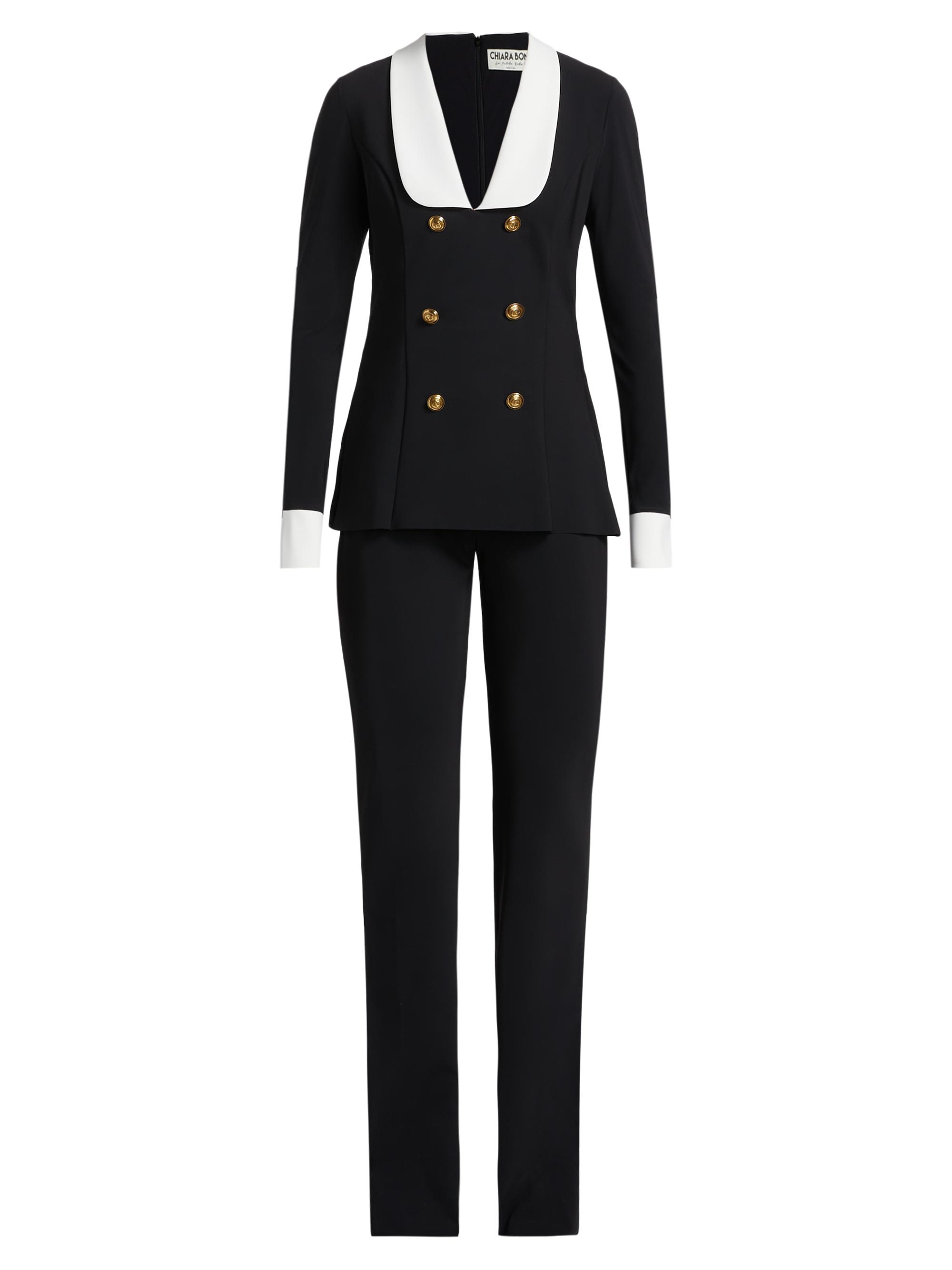 Chiara Boni La Petite Robe Women's Beeta Bic Jersey V-neck Jumpsuit - Black White