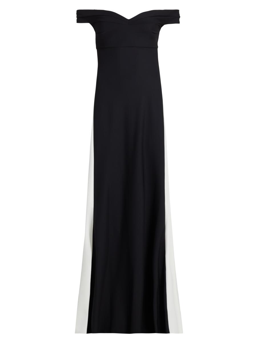 Chiara Boni La Petite Robe Goem Colorblocked Off-Shoulder A-Line Gown ...