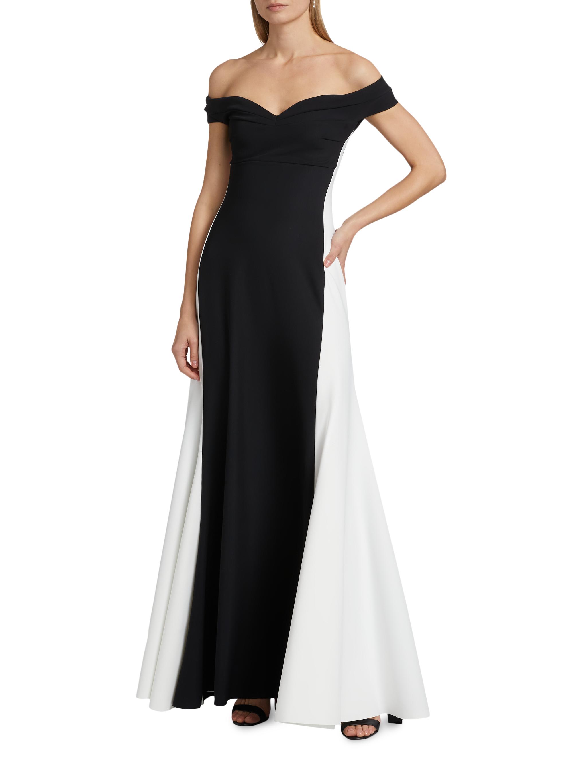 Chiara Boni La Petite Robe Goem Colorblocked Off-Shoulder A-Line Gown ...