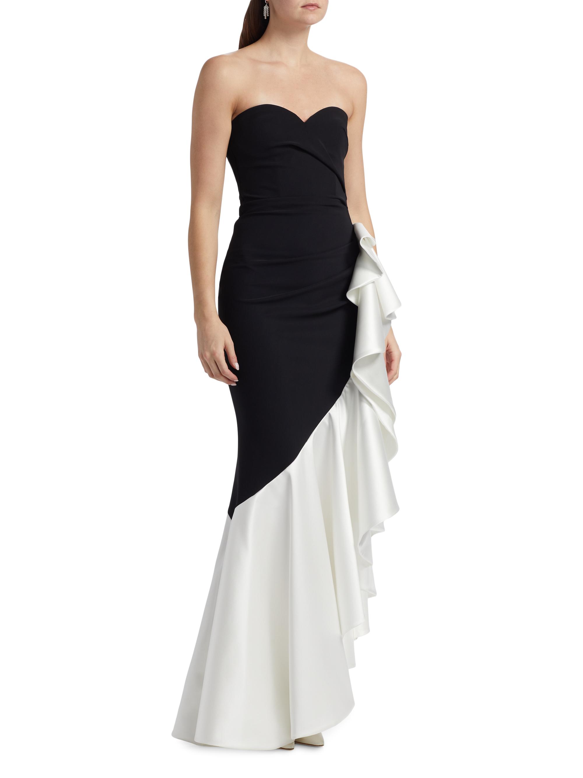 Chiara Boni La Petite Robe Ayat Ruffled Colorblocked Strapless Gown ...