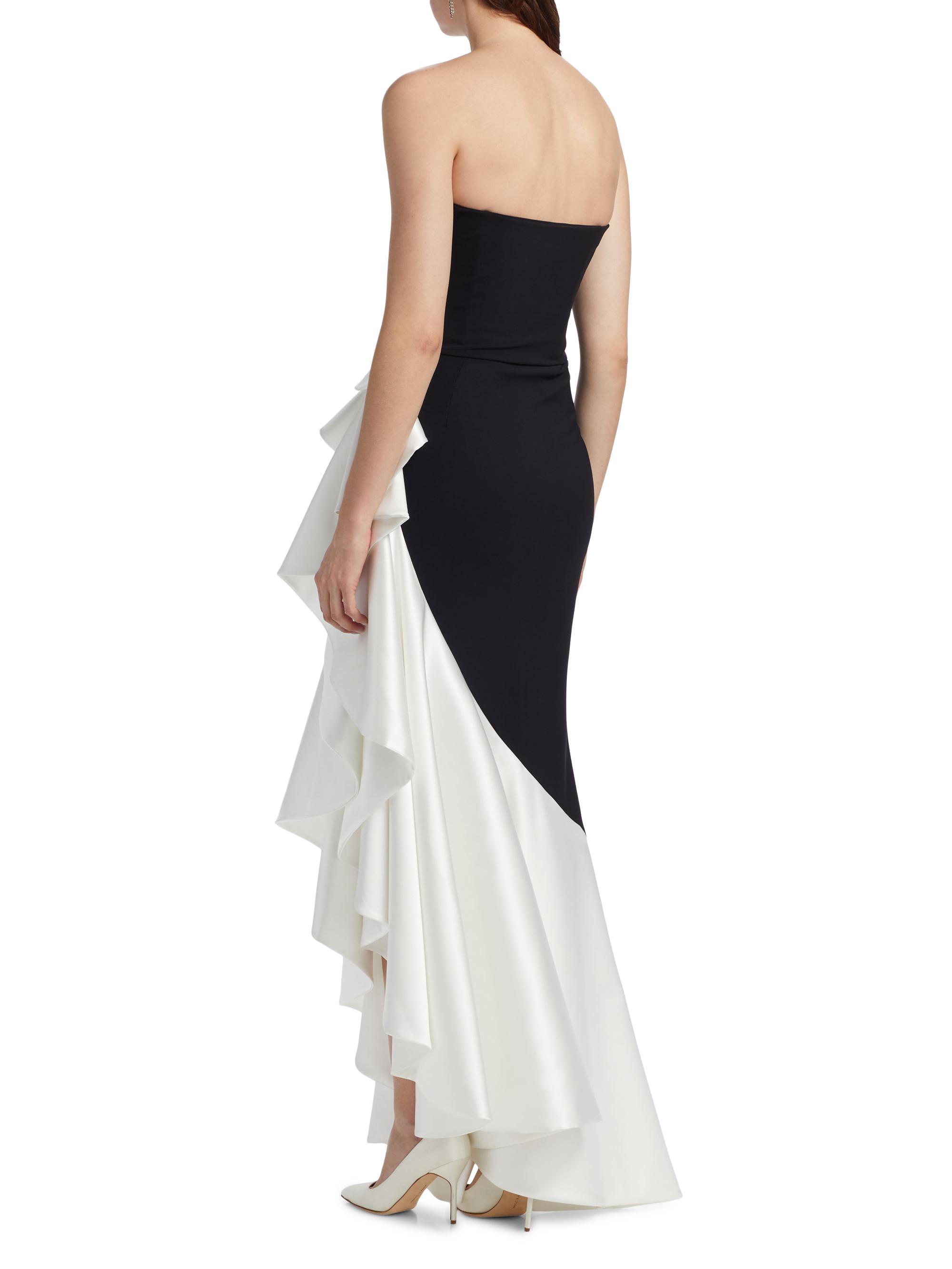 Chiara Boni La Petite Robe Ayat Ruffled Colorblocked Strapless Gown ...