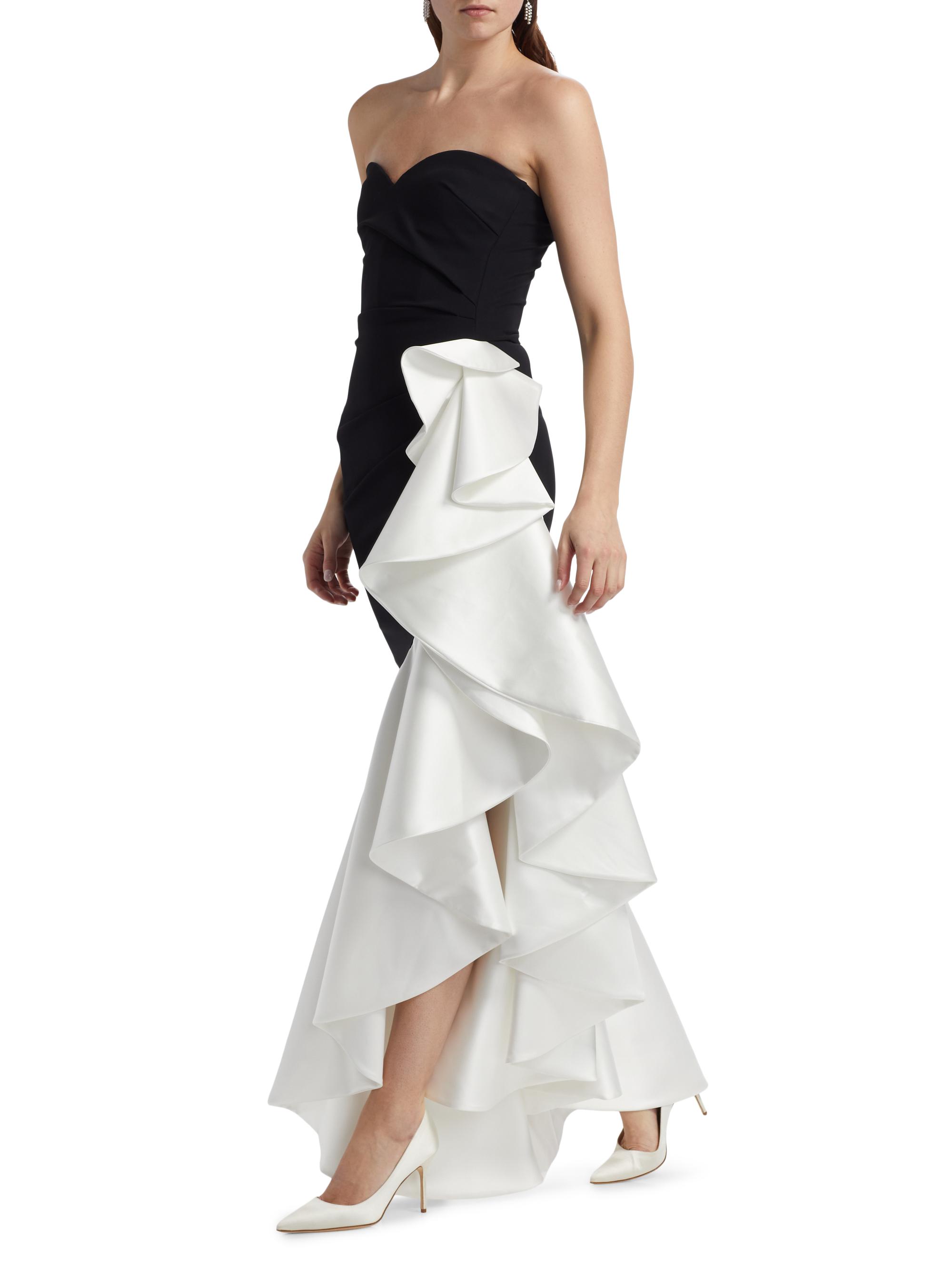 Chiara Boni La Petite Robe Ayat Ruffled Colorblocked Strapless Gown ...