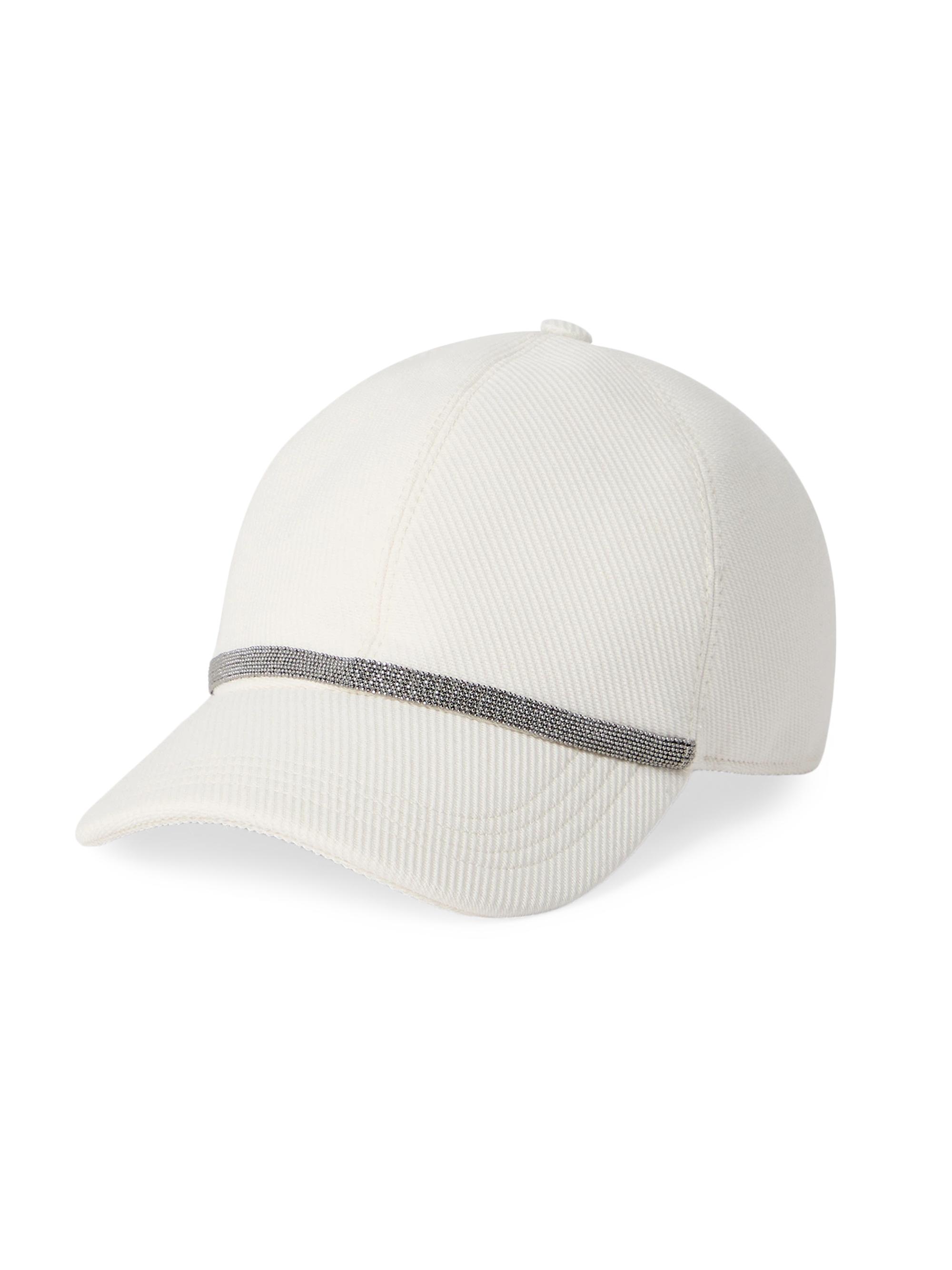 Brunello Cucinelli Women's Cotton and Linen Cavalry Baseball Cap with Shiny Band - Panama