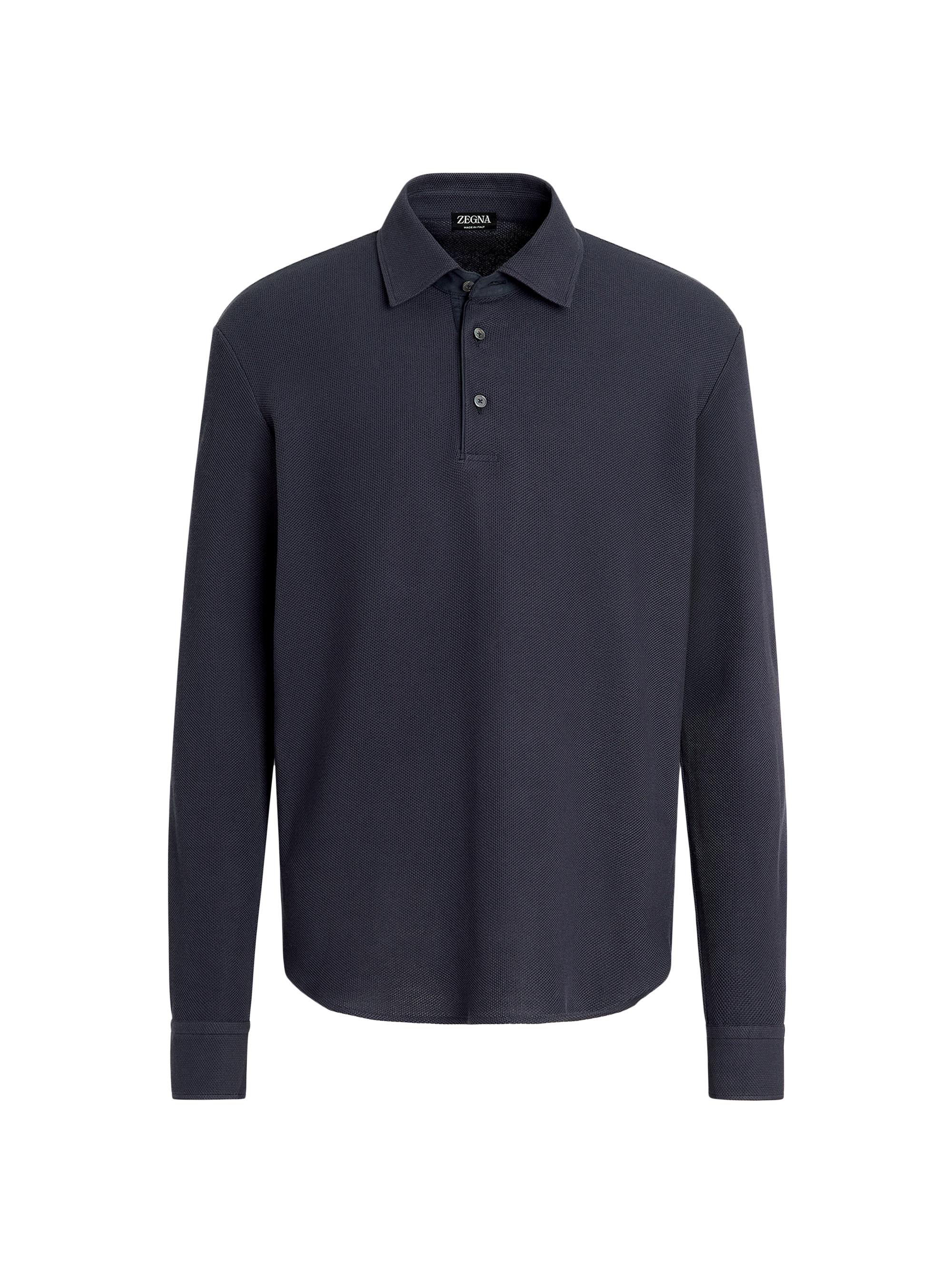 ZEGNA Men's Lightweight Cotton Polo Shirt - Navy Blue