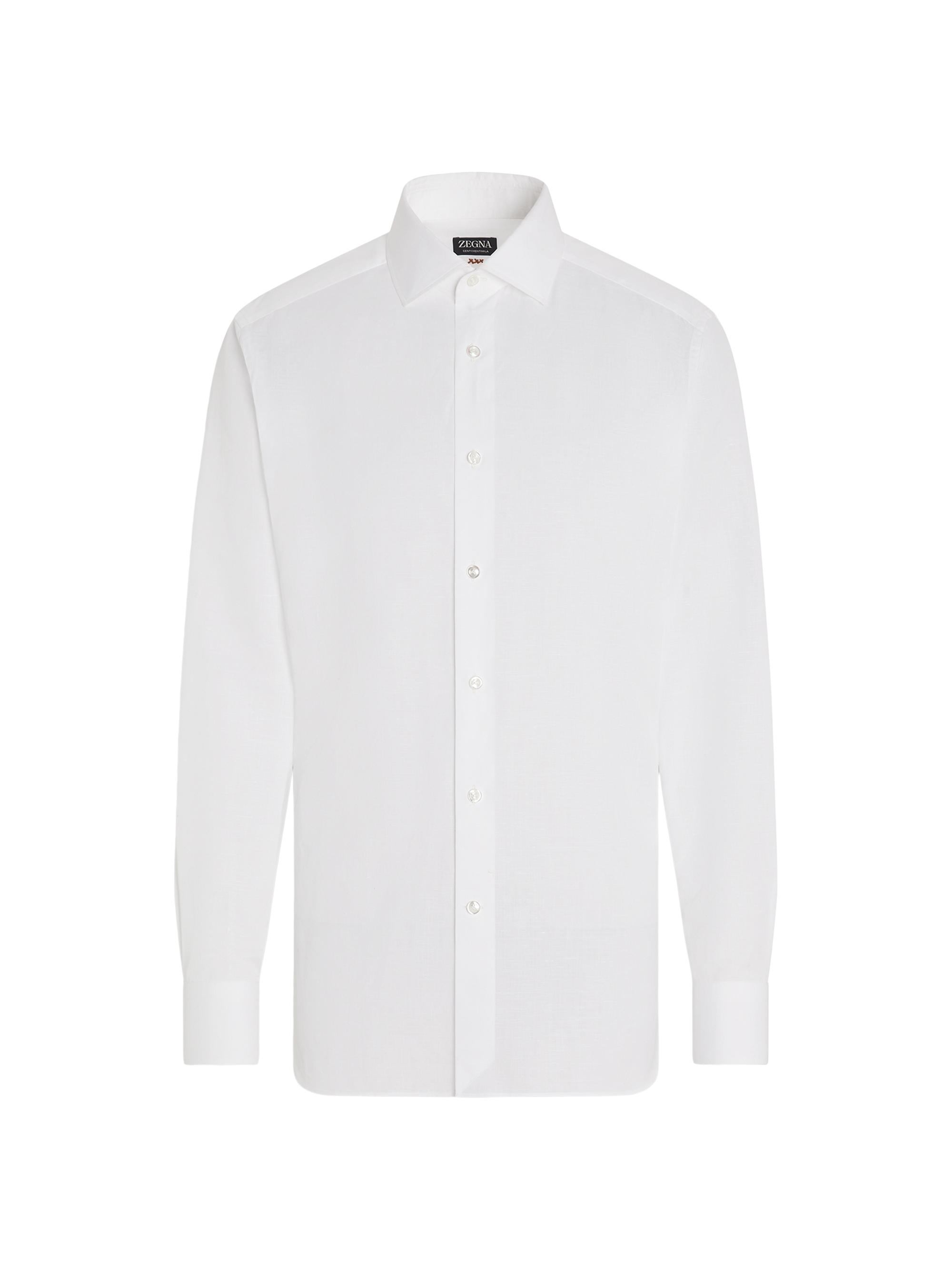 ZEGNA Men's Cotton and Linen Shirt - Optical White