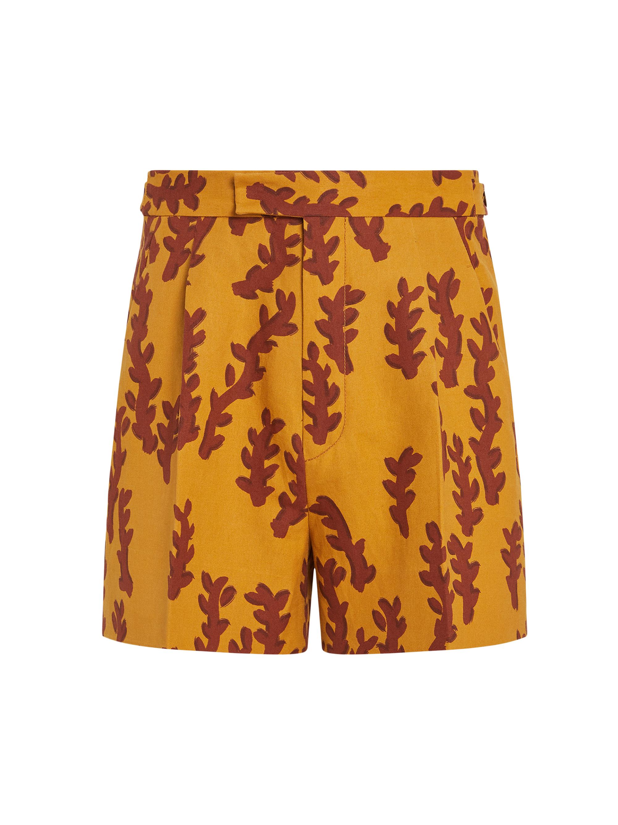 ZEGNA Men's Printed Oasi Lino Shorts - Ochre Brick Red