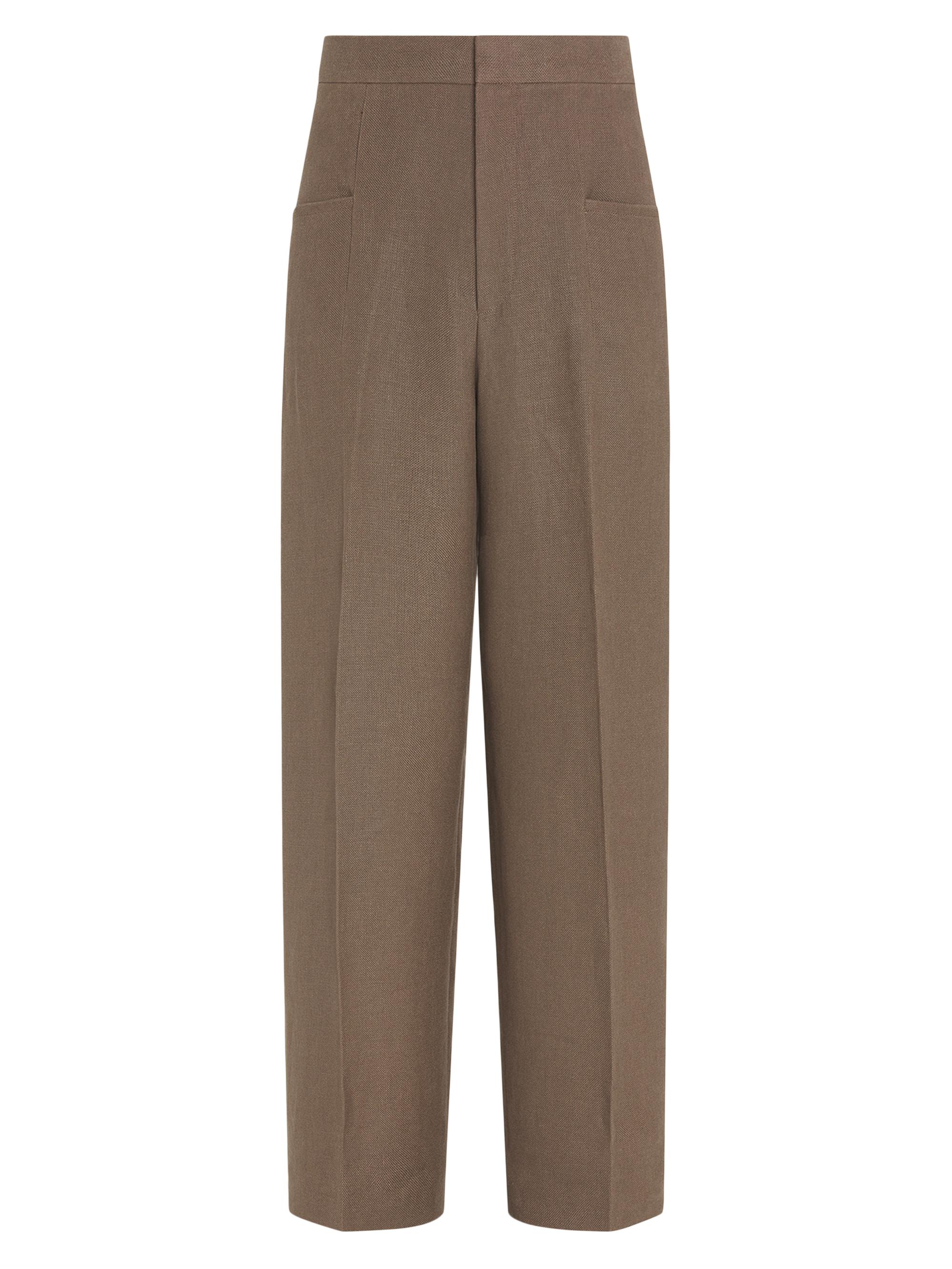 ZEGNA Men's Regular Fit Oasi Lino Flat Front Pants - Dark Taupe