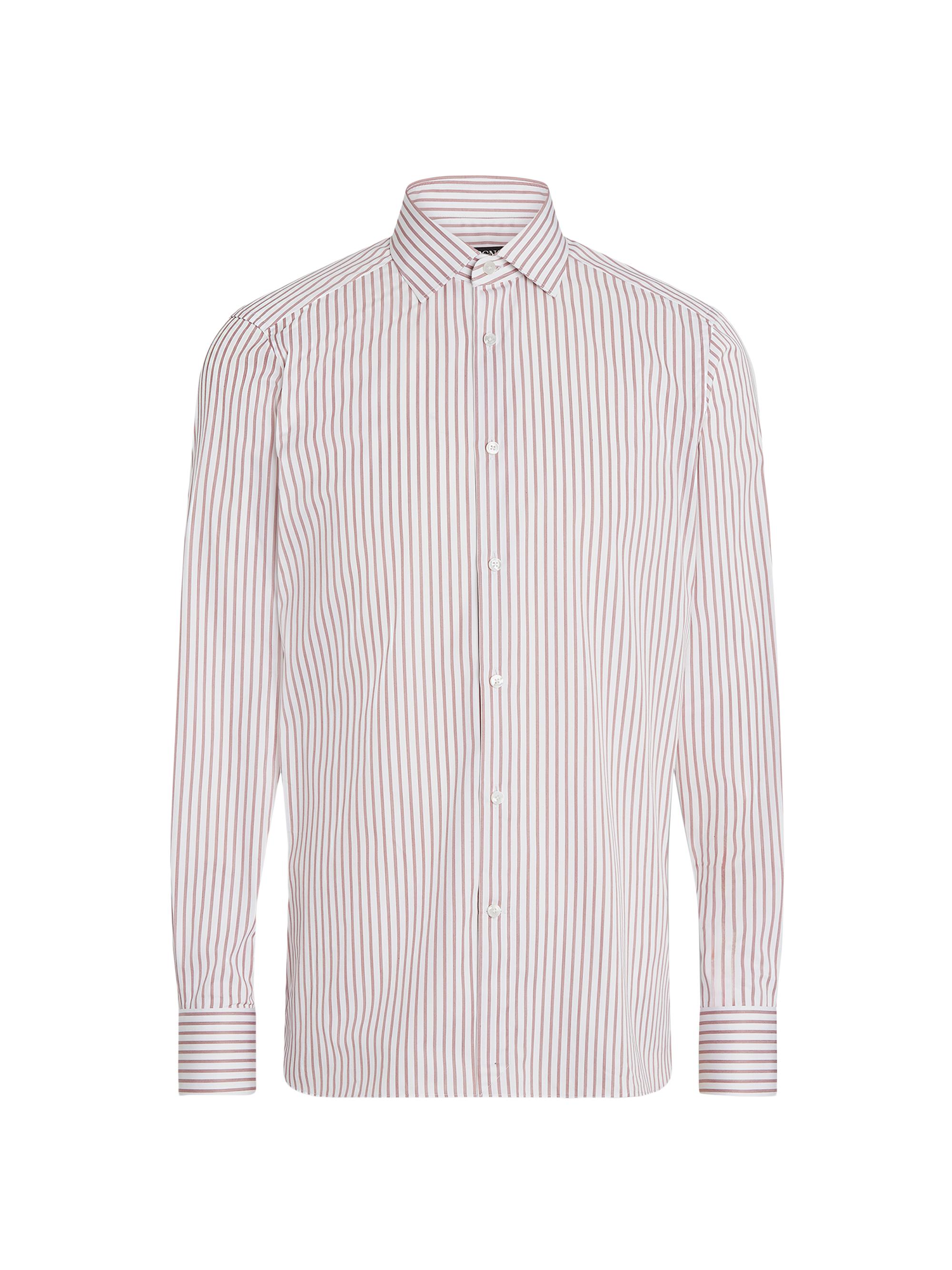 ZEGNA Men's Cotton Shirt - White Brick Red