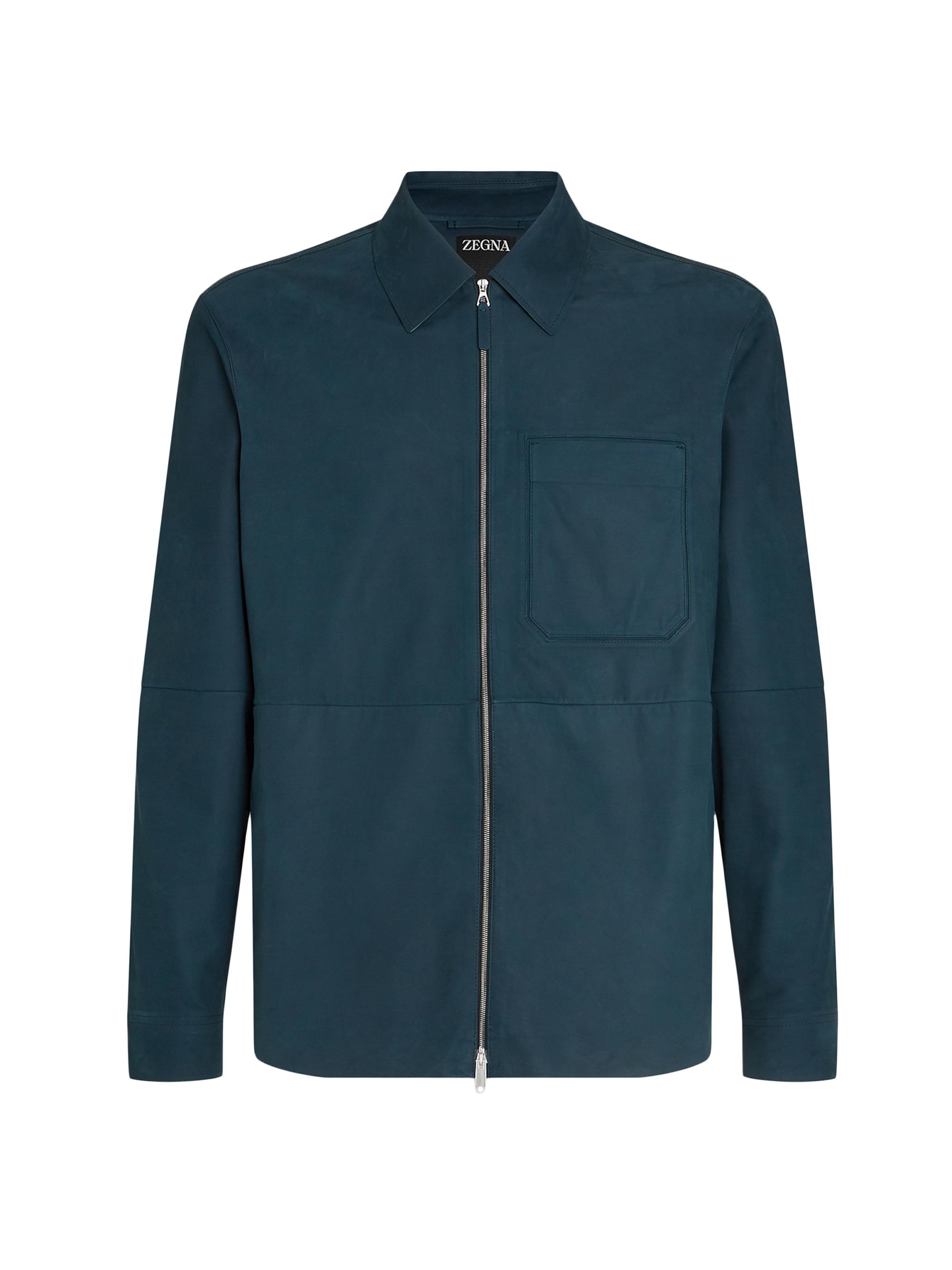 ZEGNA Men's Secondskin Overshirt - Dark Teal Blue