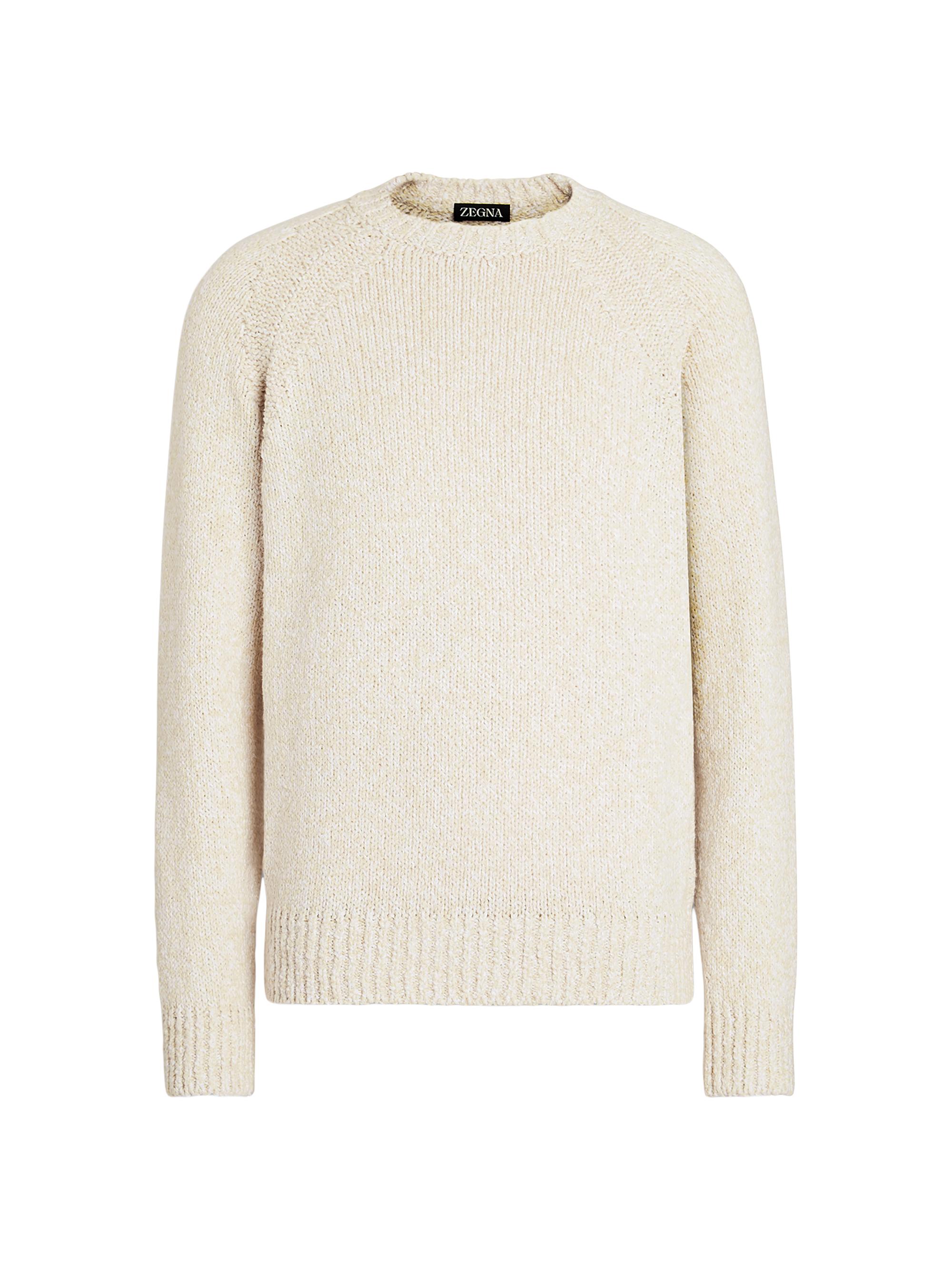 ZEGNA Men's Cotton Crewneck Sweater - Beige