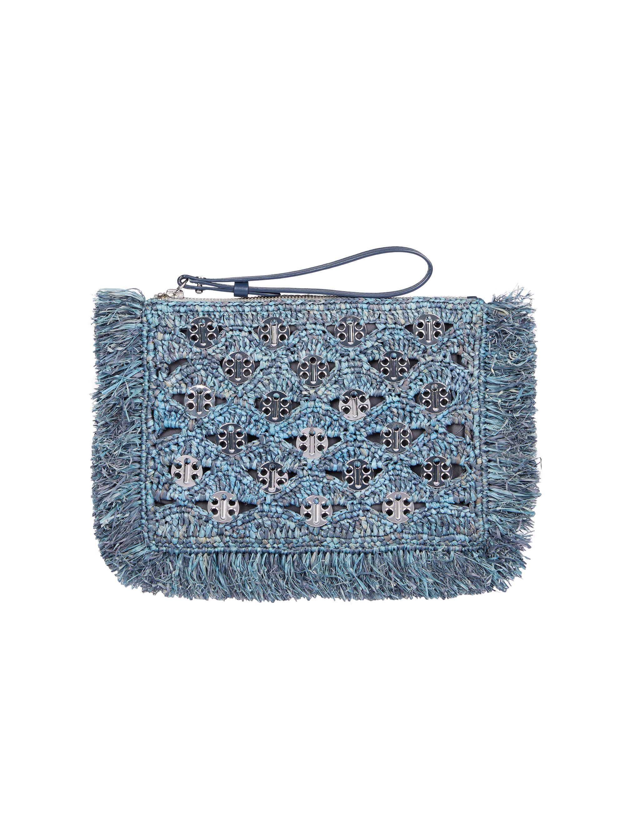 Rabanne Women's Preco Fringed Wristlet - Blue Denim Silver