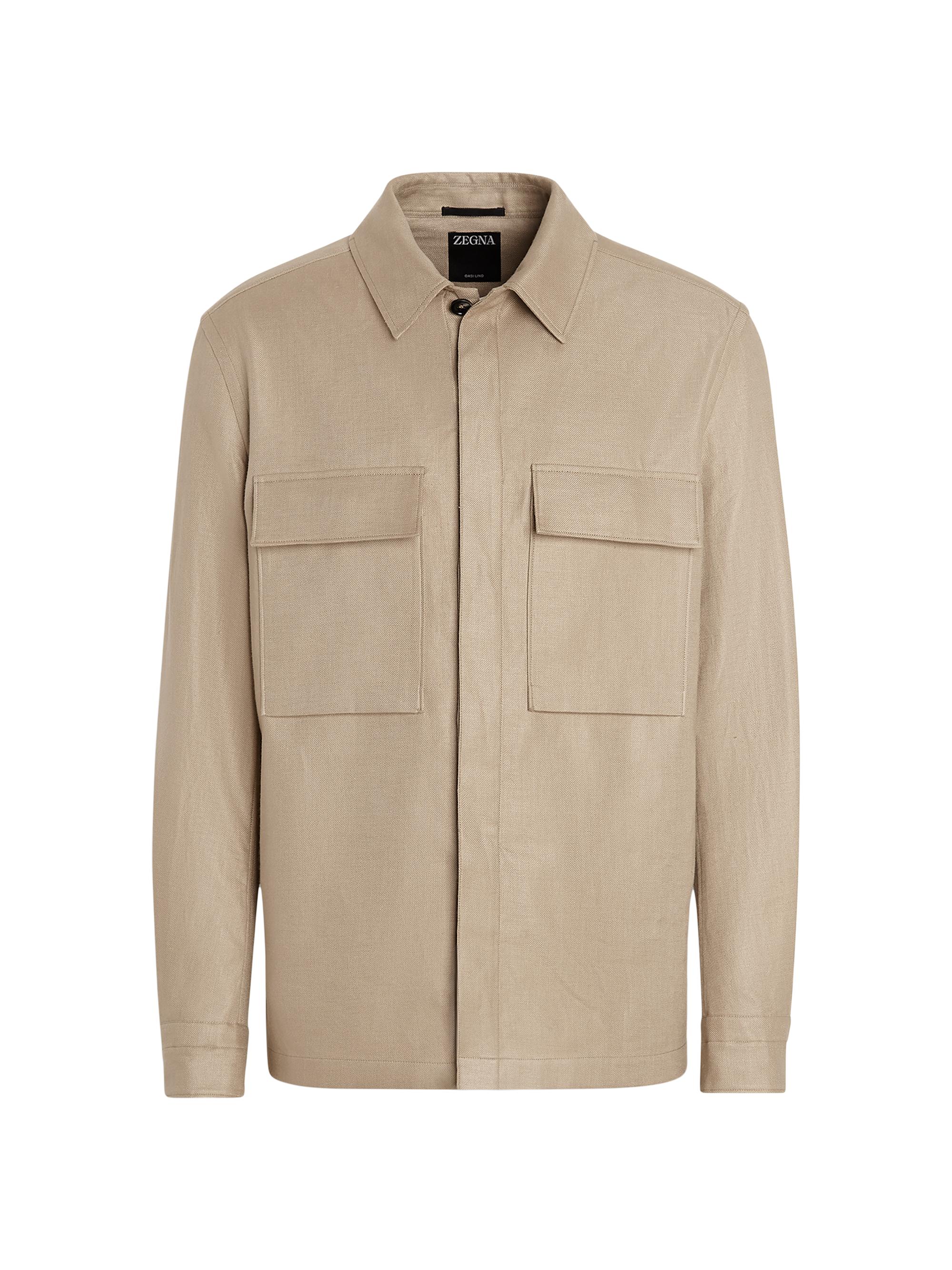 ZEGNA Men's Oasi Lino Overshirt - Light Taupe