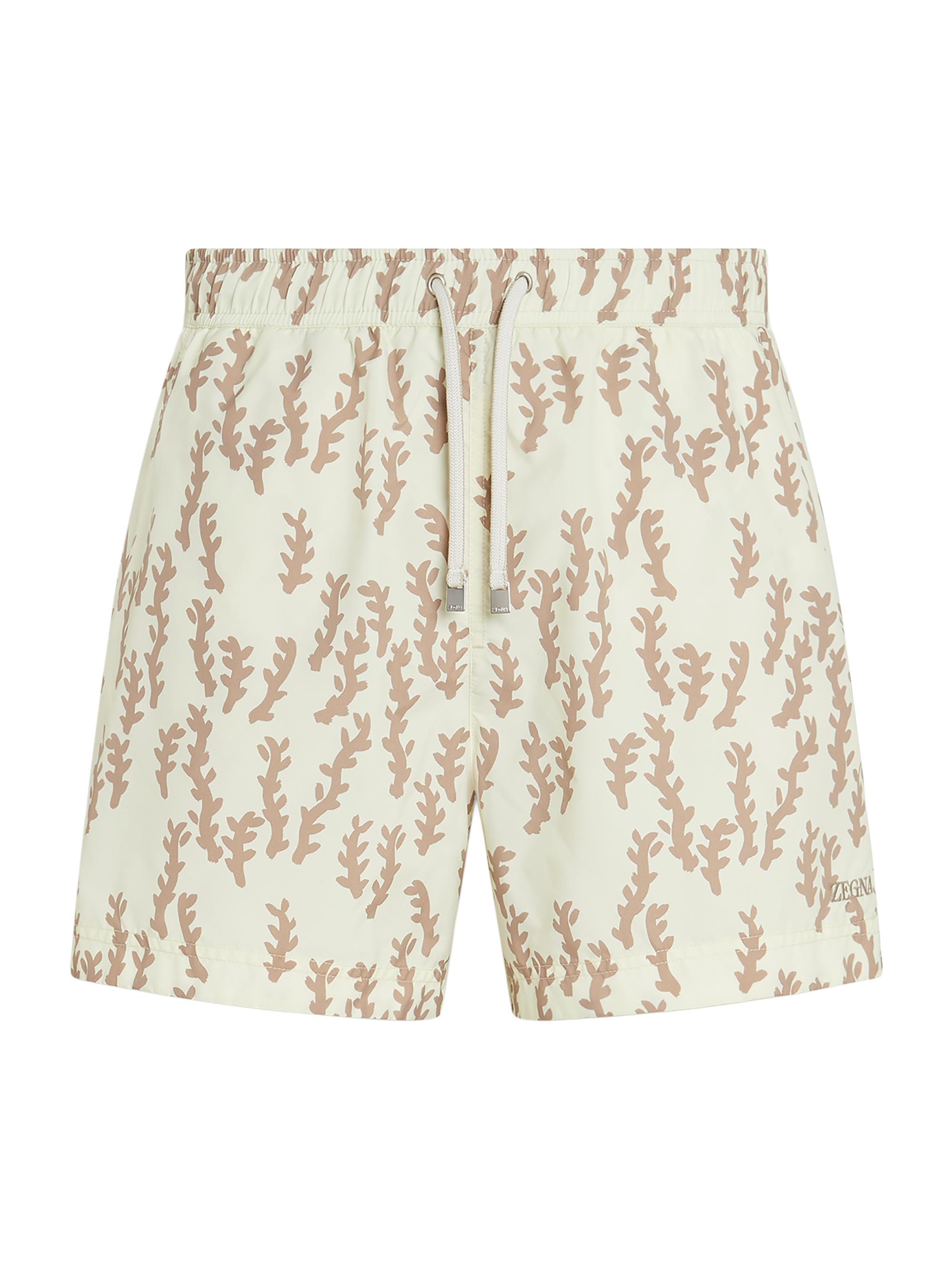 ZEGNA Men's Printed Swim Trunks - Beige